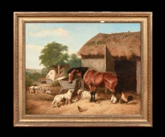 Farmyard With Horses, Sheep & Chickens, 19th century JOHN FREDERICK HERRING