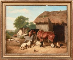 Farmyard With Horses, Sheep & Chickens, 19th century JOHN FREDERICK HERRING