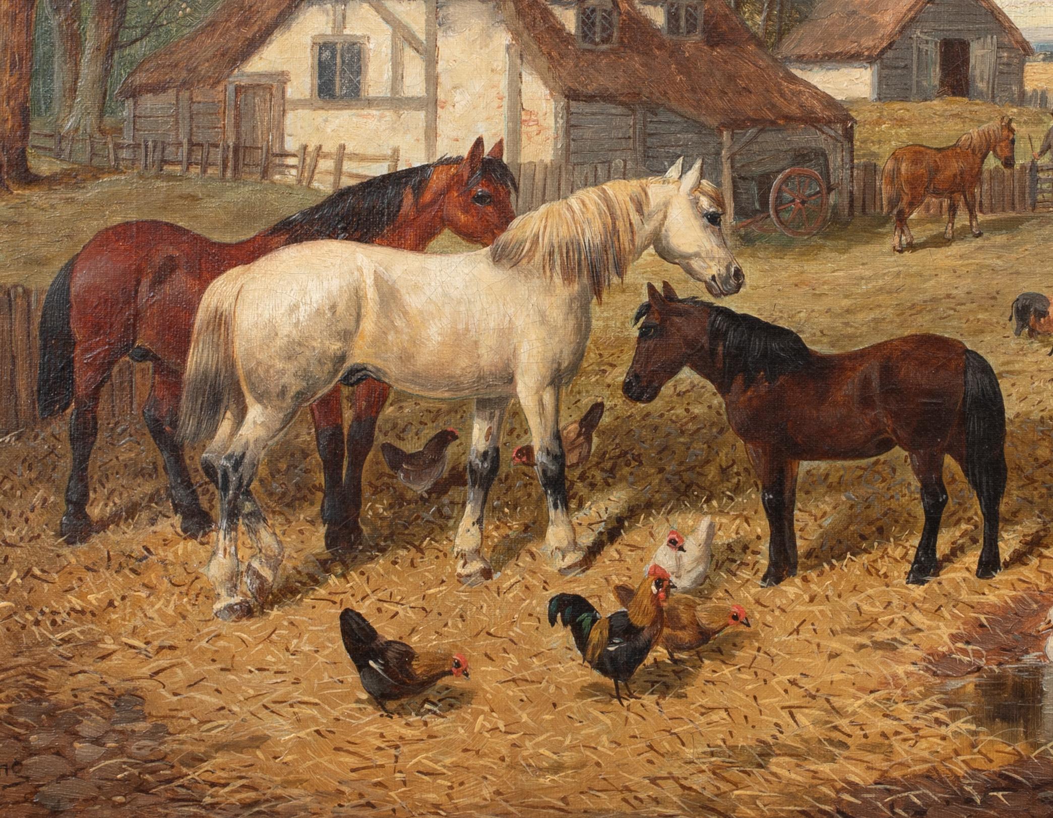 Horses, Chickens & Pigs On The Farm, 17th Century   by John Frederick II HERRING For Sale 7
