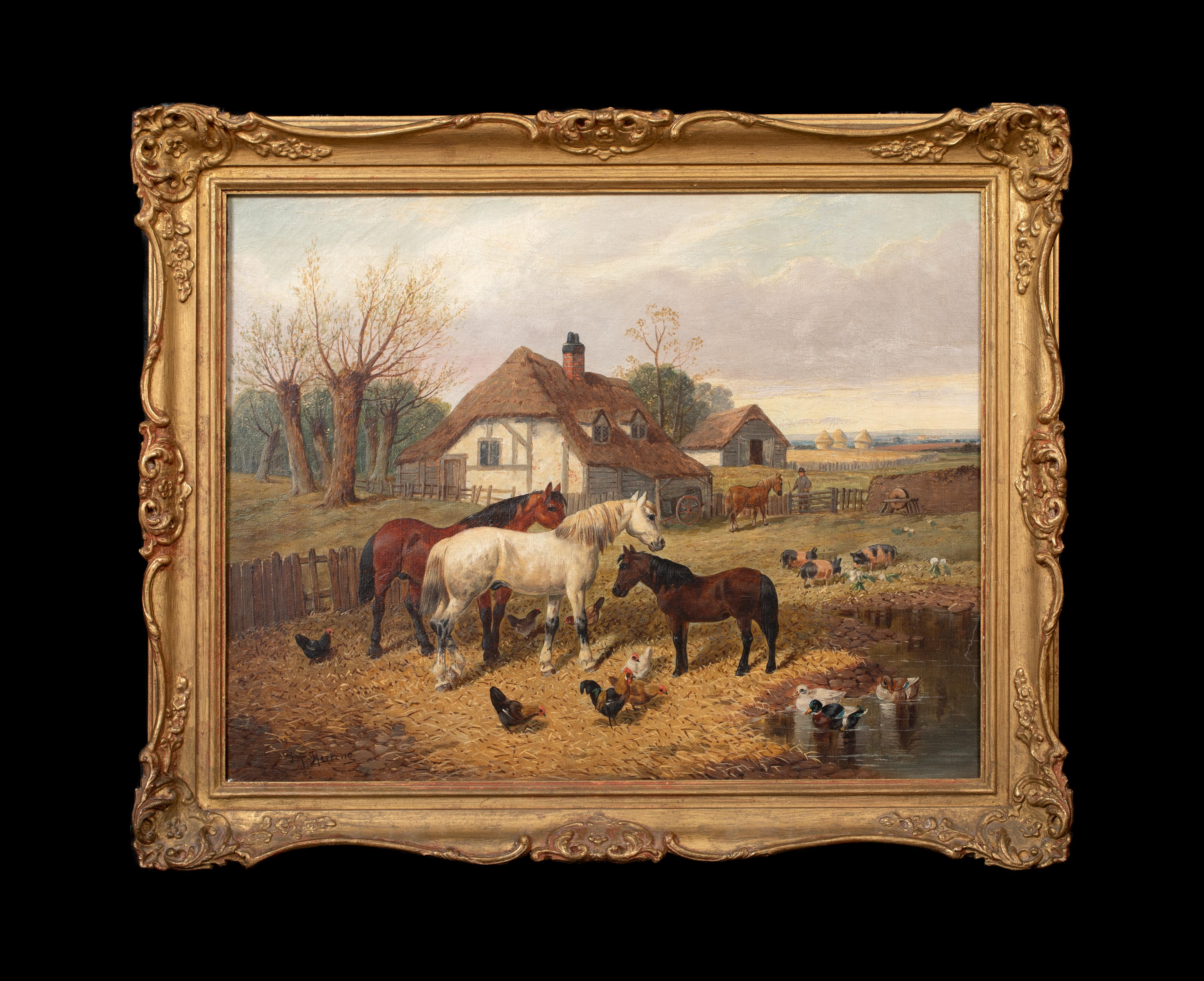 Pferde, Hühner und Schweine auf dem Bauernhof, 17. Jahrhundert   Herring von John Frederick II. – Painting von John Frederick Herring Jr.