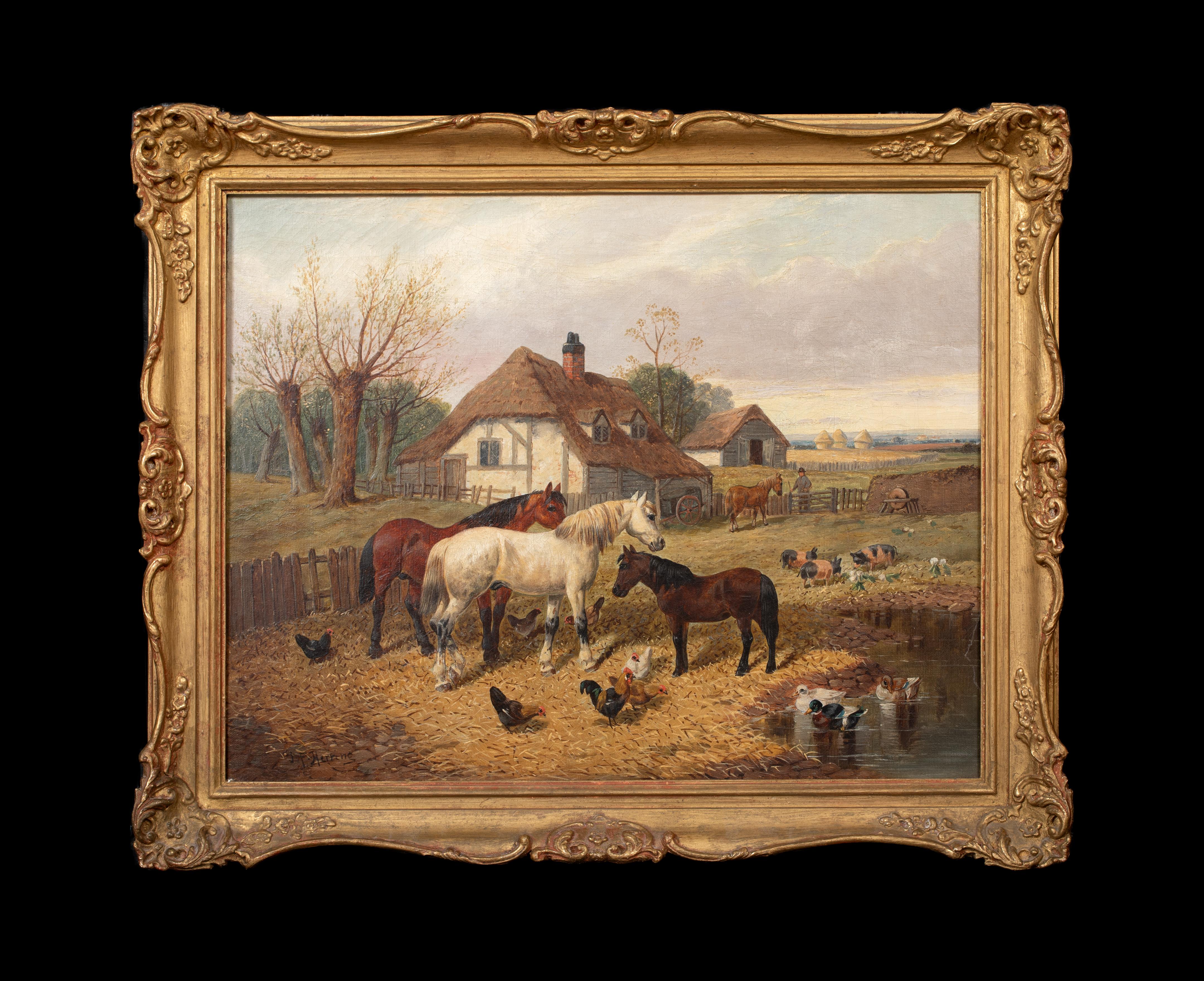 Cavalli, galline e maiali nella fattoria, XVII secolo   di Giovanni Federico II HERRING - Painting di John Frederick Herring Jr.