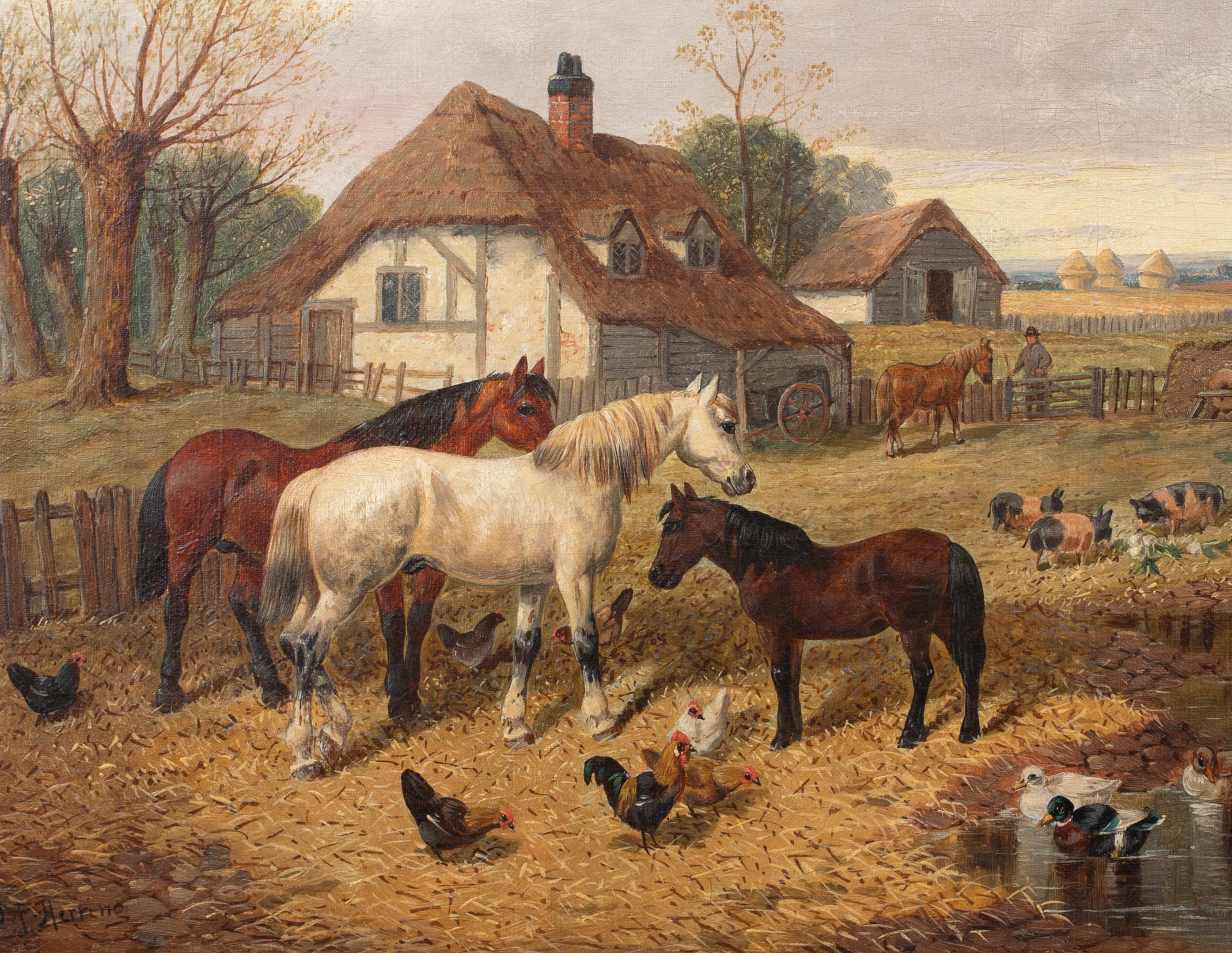 Horses, Chickens & Pigs On The Farm, 17th Century   by John Frederick II HERRING For Sale 2