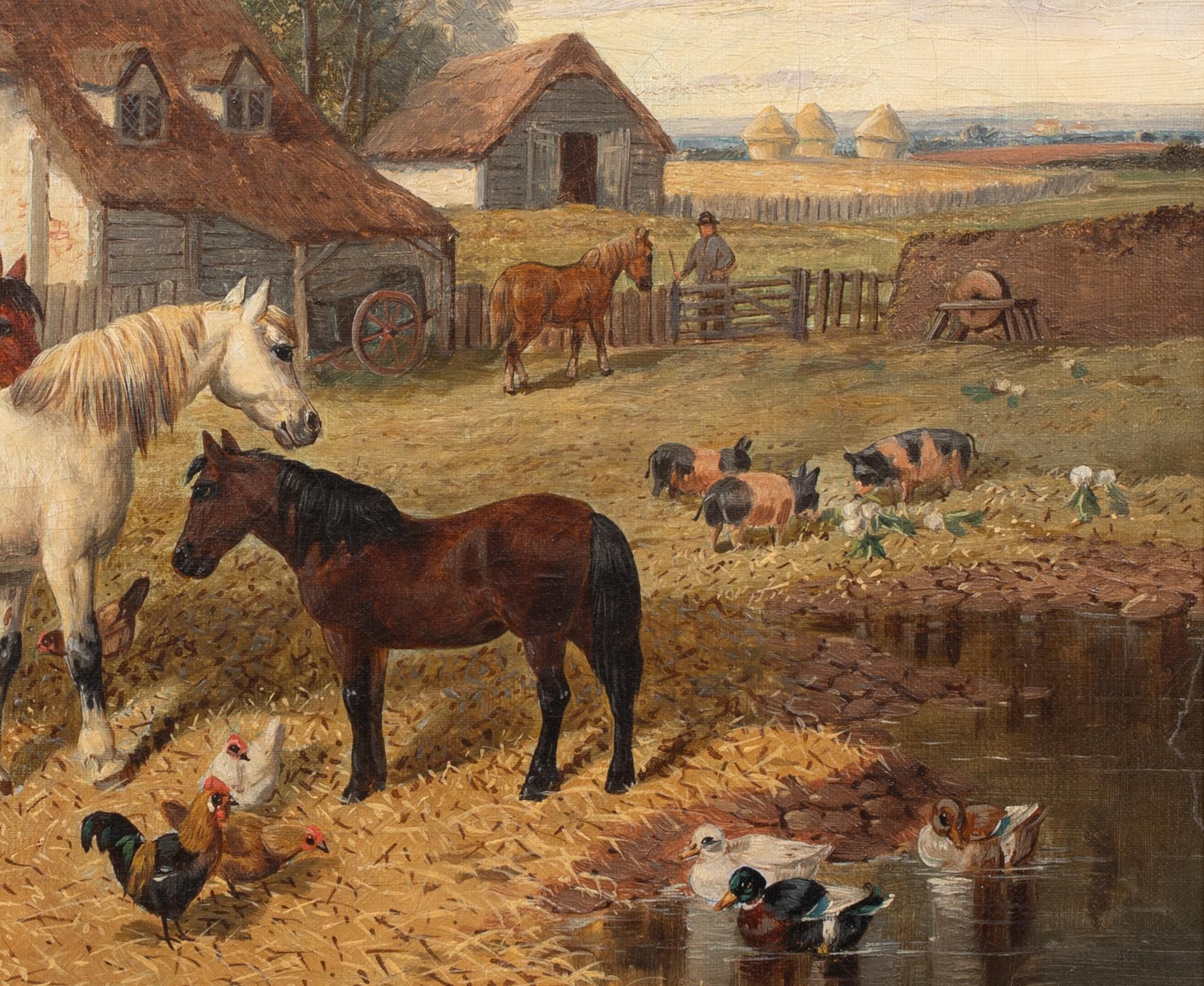 Horses, Chickens & Pigs On The Farm, 17th Century   by John Frederick II HERRING For Sale 3