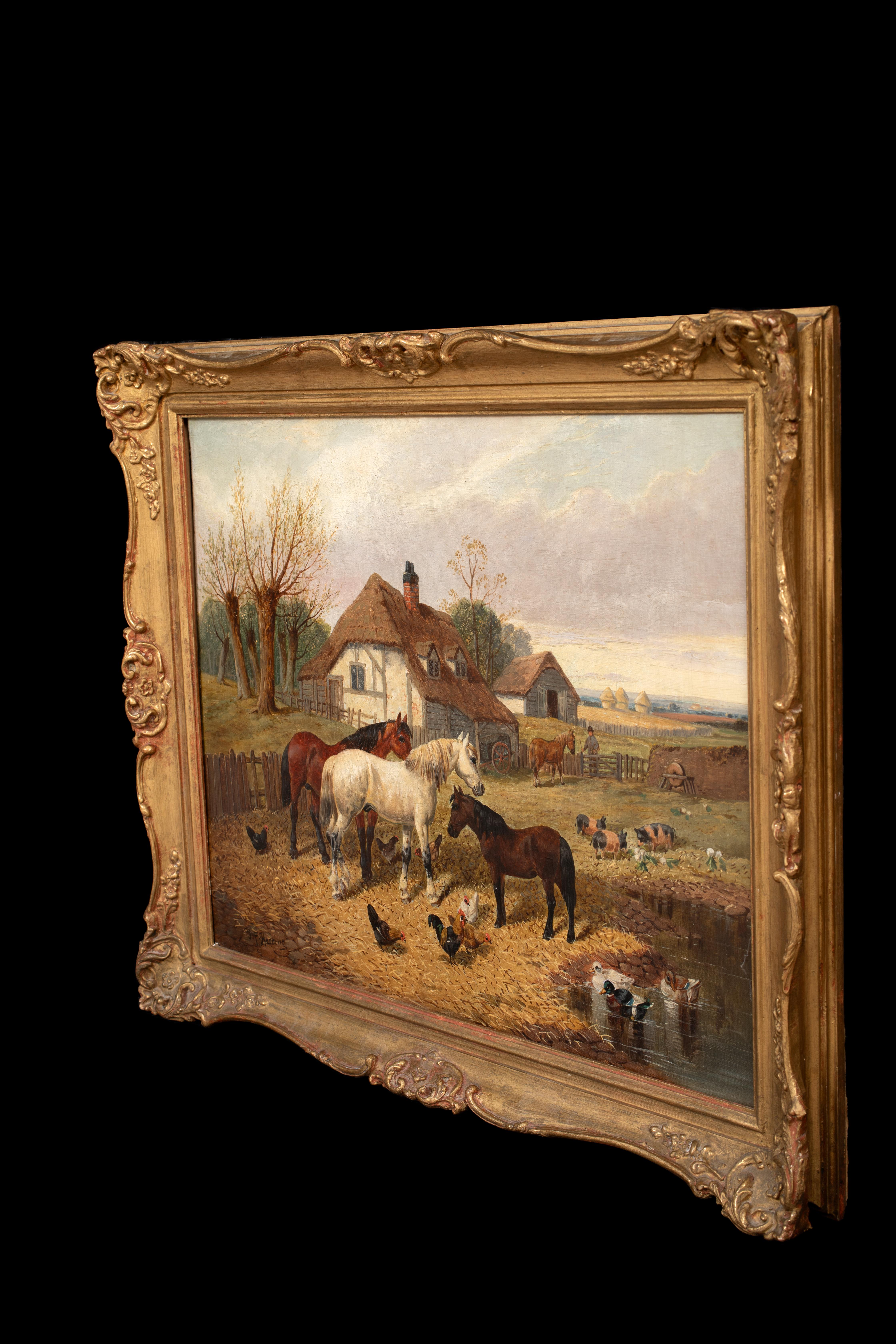 Horses, Chickens & Pigs On The Farm, 17th Century   by John Frederick II HERRING For Sale 5