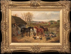 Antique Horses, Chickens & Pigs On The Farm, 17th Century   by John Frederick II HERRING
