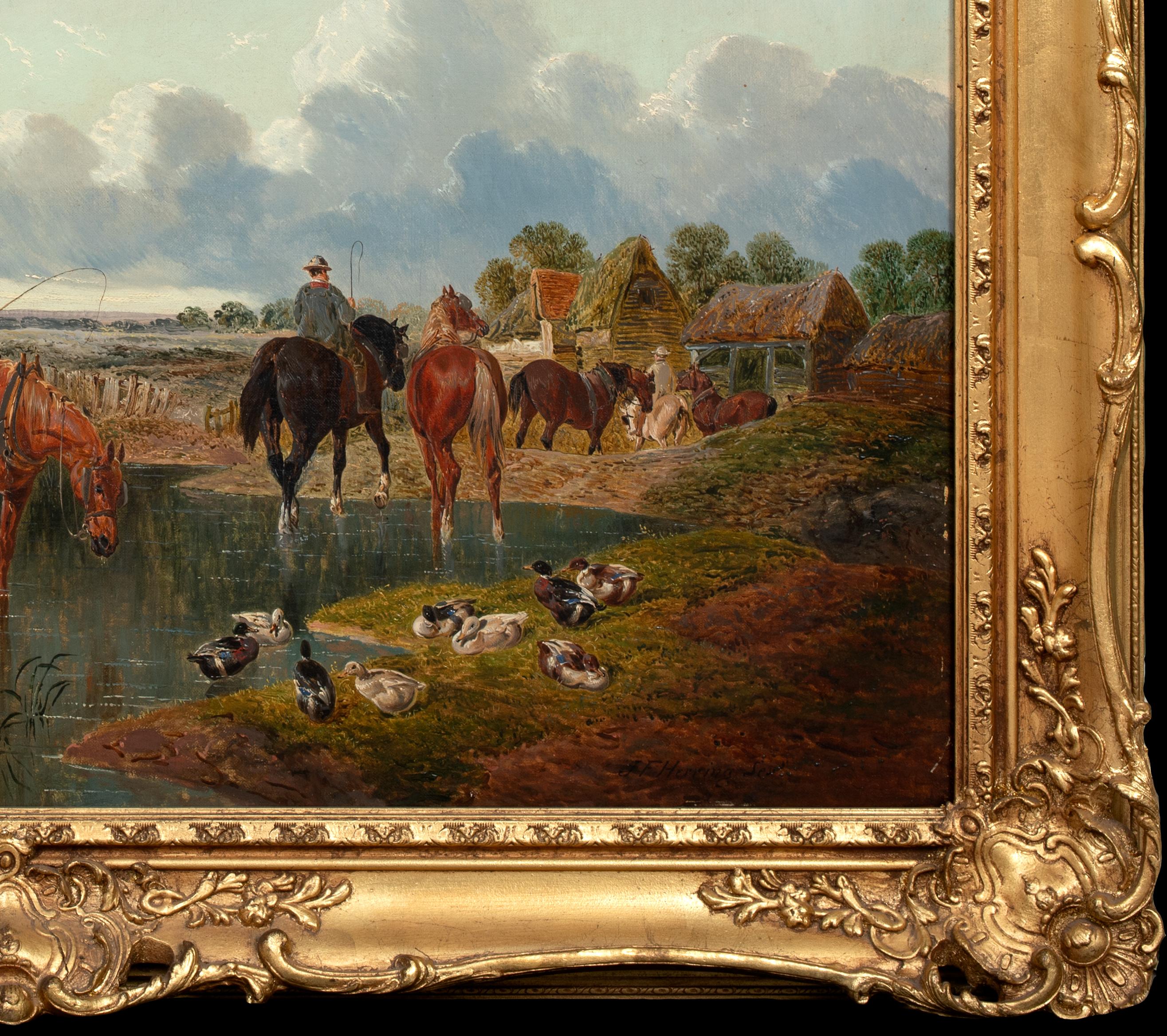 Horses Watering On The Farmstead, 17th Century 

by John Frederick II HERRING (1815-1907) sales to $250,000

Large 19th Century English landscape of horses watering on the return to the farmstead, oil on canvas by John Frederick Herring. Excellent