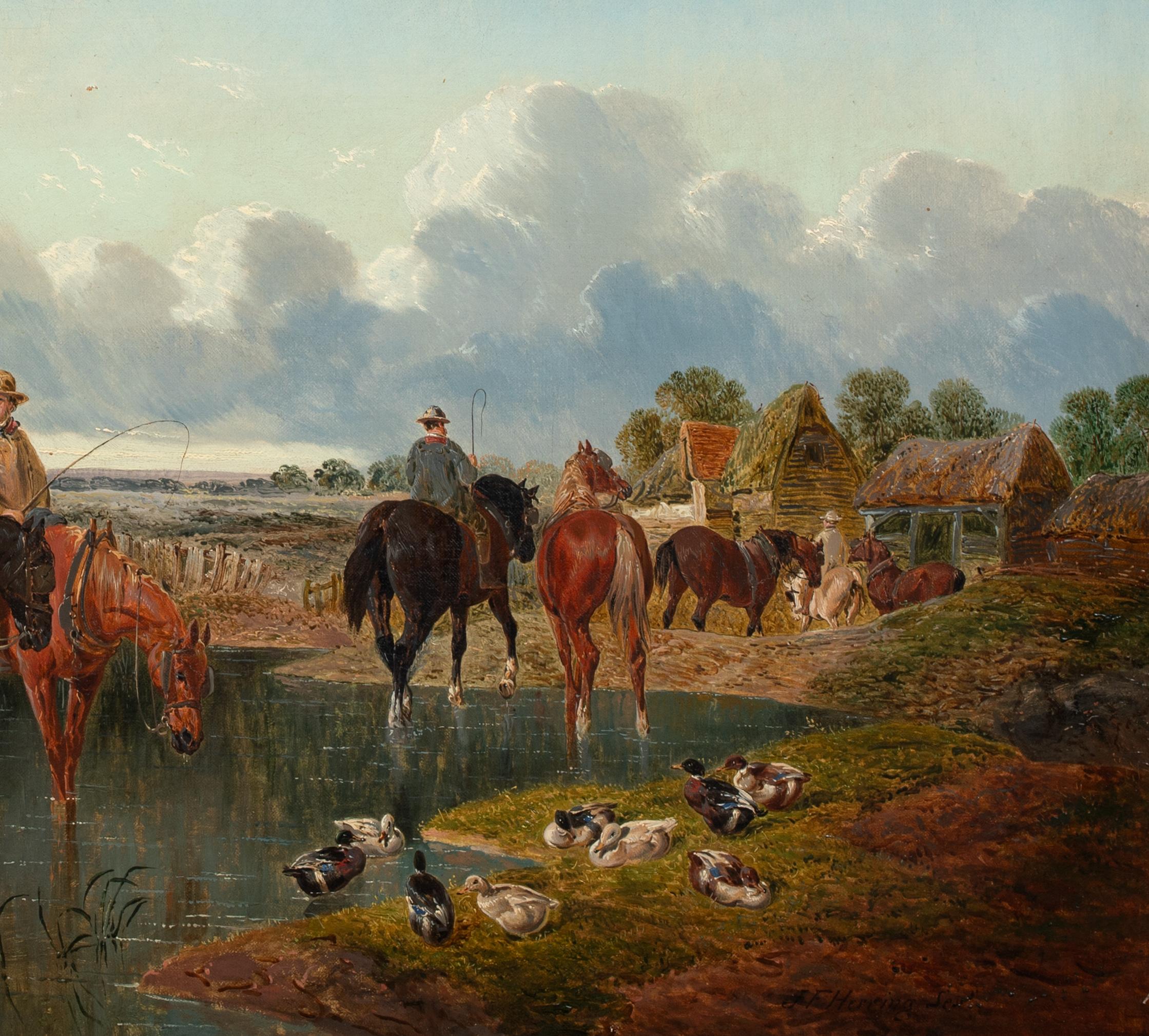 Horses Watering On The Farmstead, 17th Century   by John Frederick II HERRING  2
