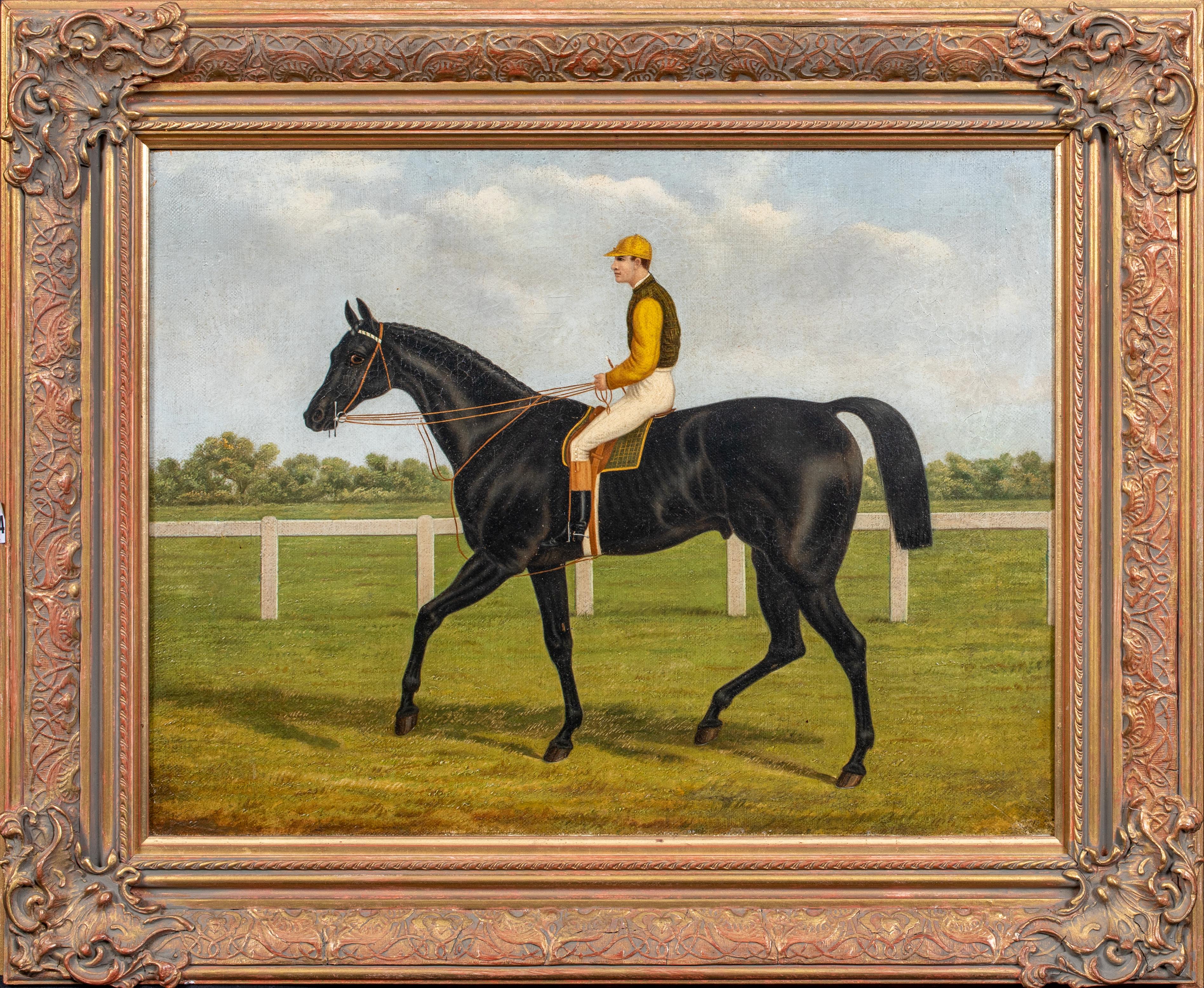 John Frederick Herring Jr. Portrait Painting – Jockey & Racehorse, 19. Jahrhundert  - signiert und datiert