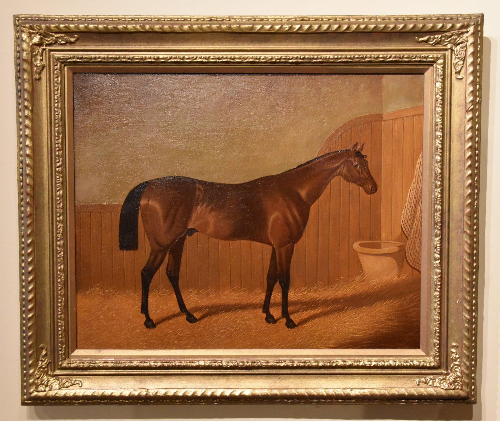 John Frederick Herring Jr. Animal Painting - Oil Painting circle of John Frederick Herring Jnr "Portrait of a Racehorse" 