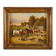 Painting of horses and farm animals by Herring the Younger