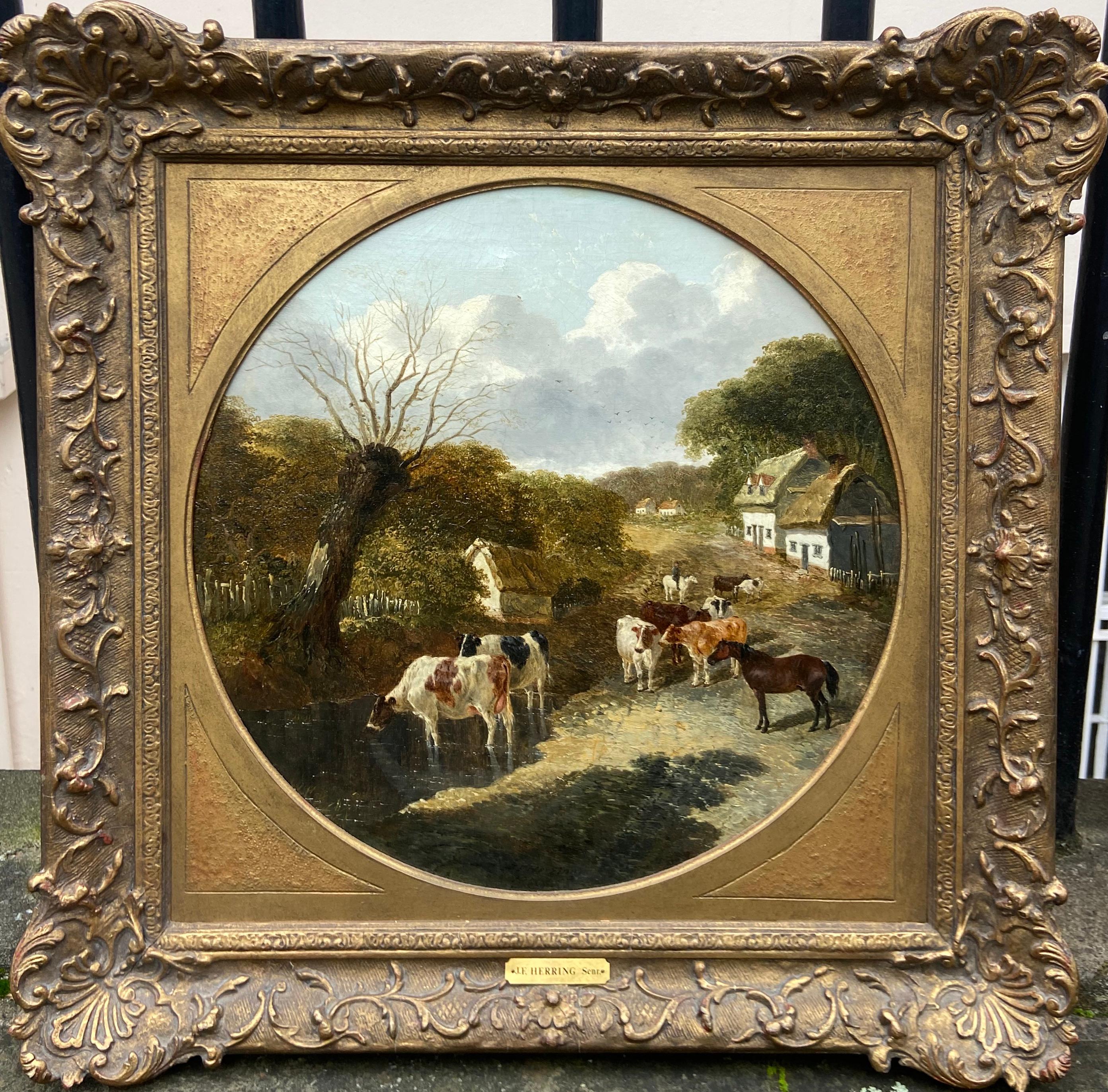 Pair of Farmyard Scenes by J.F. Herring Jr - Painting by John Frederick Herring Jr.