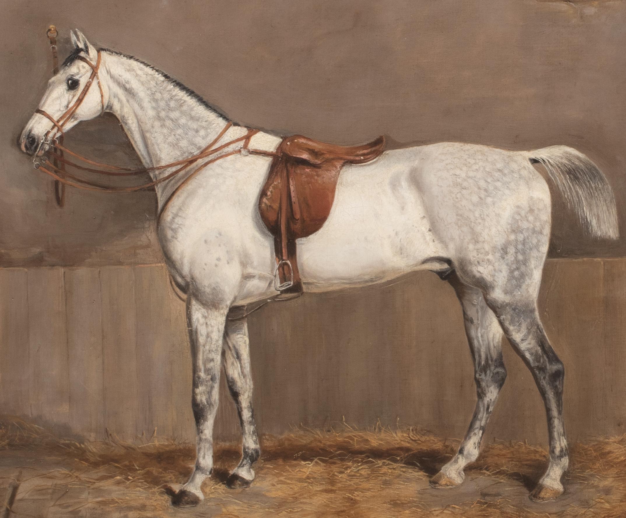 Portrait Of A Dapple Grey Racehorse, dated 1874  by John Frederick II HERRING  For Sale 6