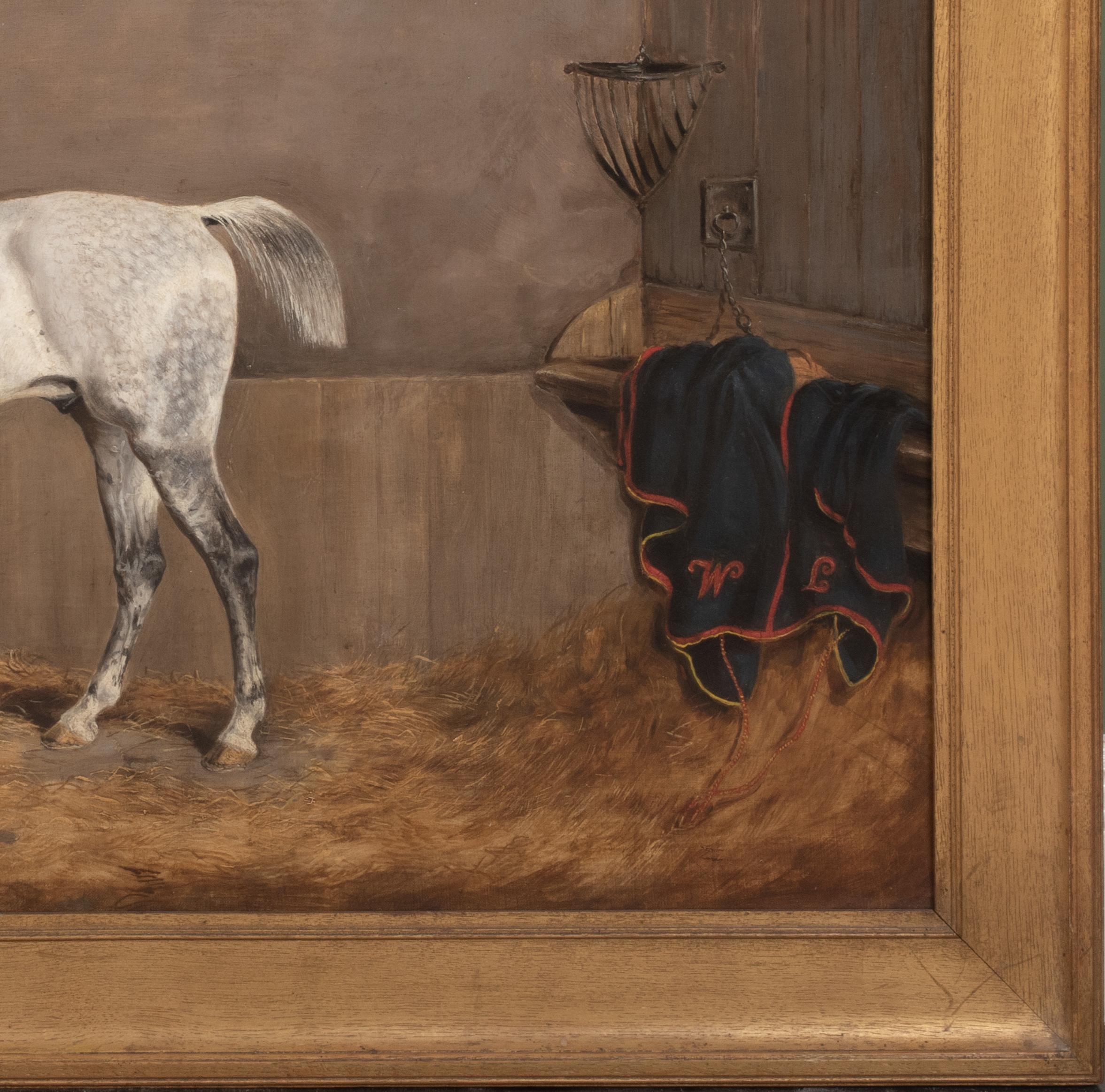 Portrait Of A Dapple Grey Racehorse, dated 1874

by John Frederick II HERRING (1815-1907) to $270,000

Large 19th century portrait of a dapple grey racehorse in a stable, oil on canvas by John Frederick Herring. Excellent quality and condition large
