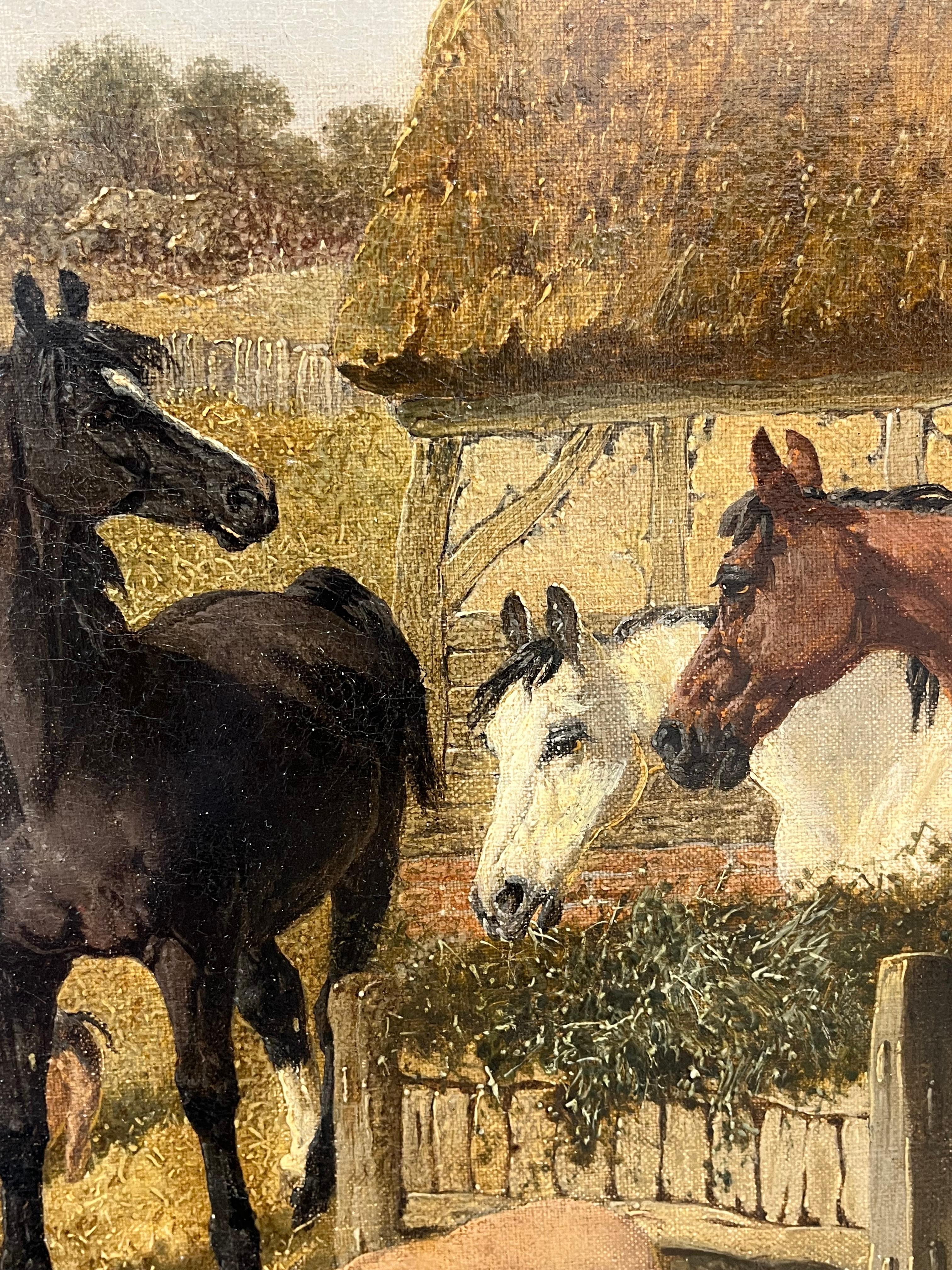 Cortile delle stalle - Animal Painting Nero di John Frederick Herring Jr.