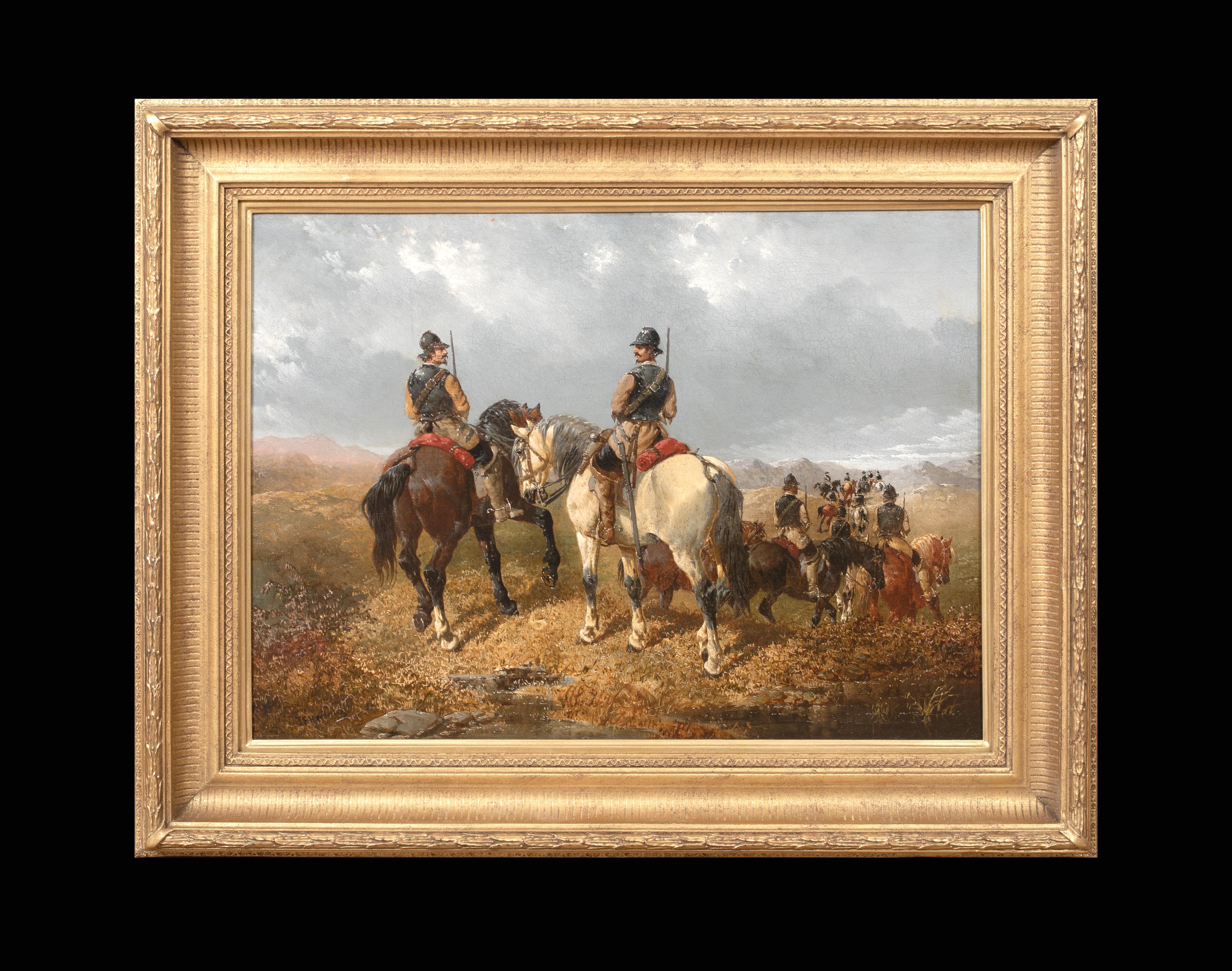 The Scouting Party, cabezas redondas de la guerra civil inglesa del siglo XIX - Painting de John Frederick Herring Jr.