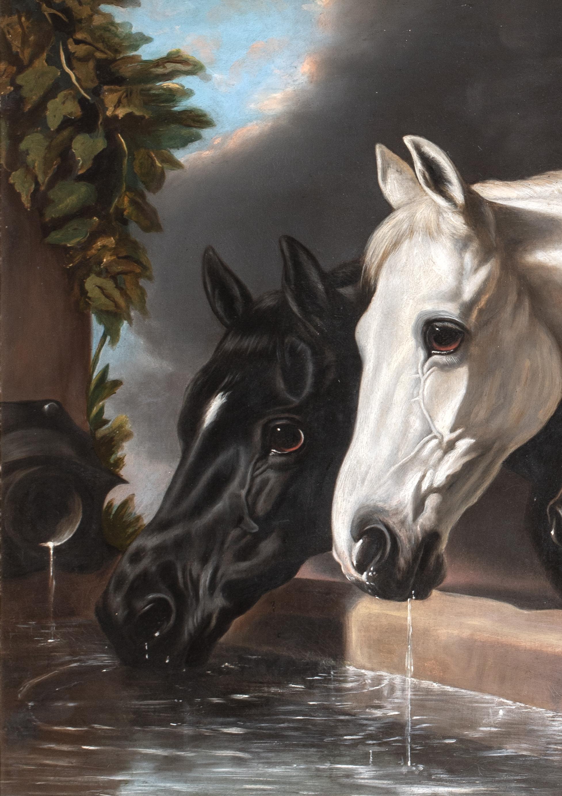 Tre cavalli che si abbeverano, XIX secolo  cerchio di John Frederick Herring in vendita 6