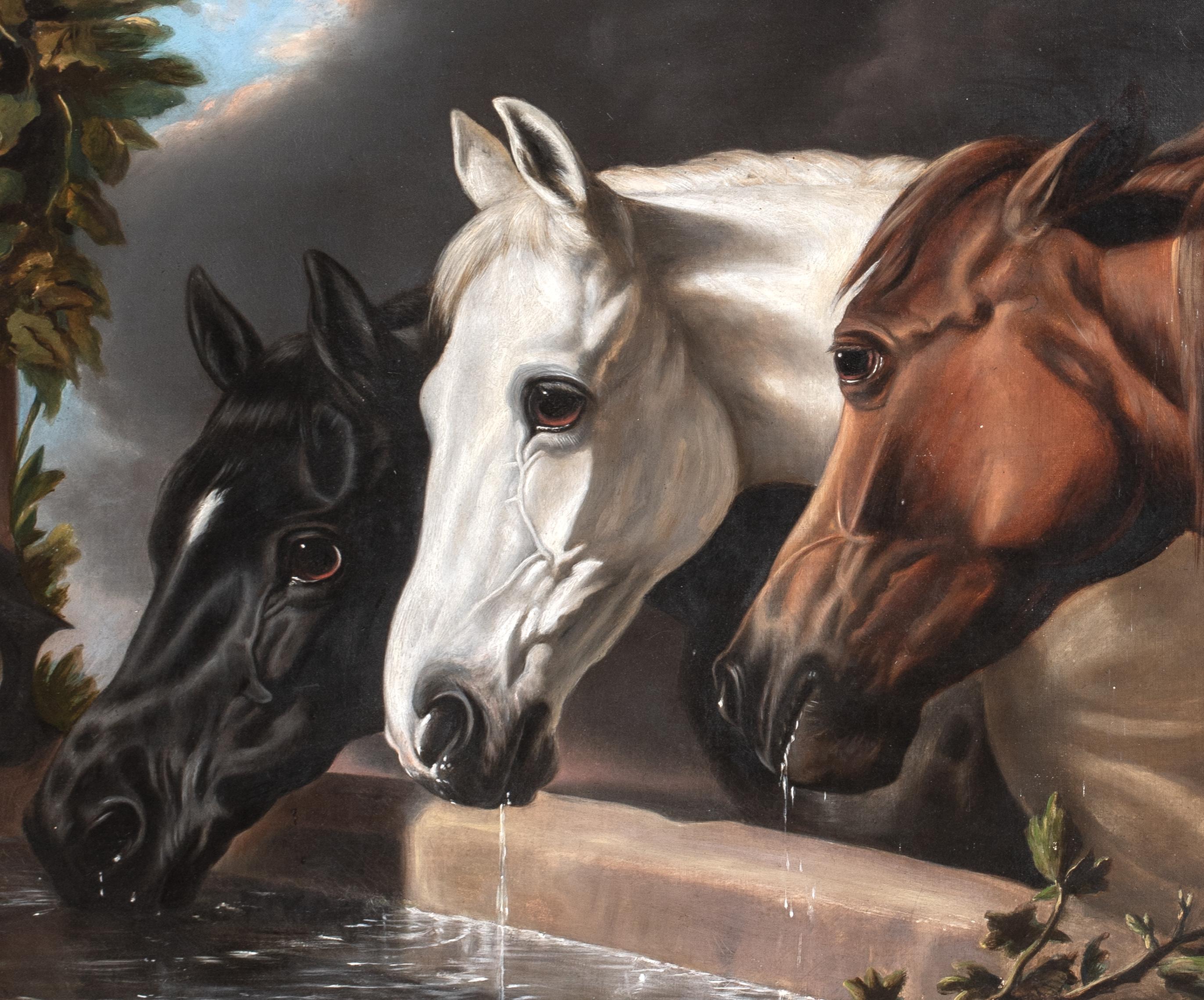 Tre cavalli che si abbeverano, XIX secolo  cerchio di John Frederick Herring in vendita 1