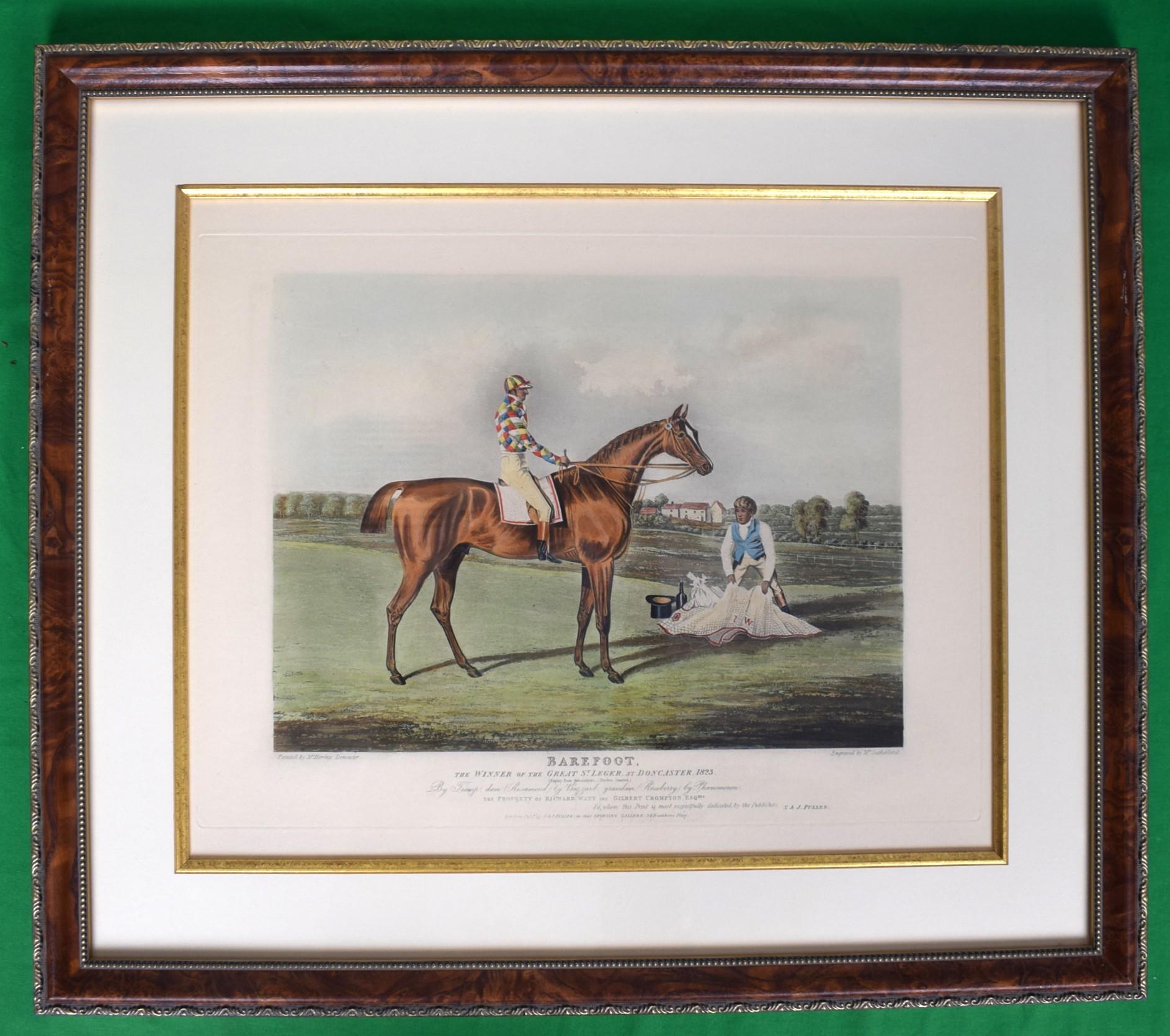 Barefoot, The Winner Of The Great St. Leger At Doncaster 1823 Aquatint von John F