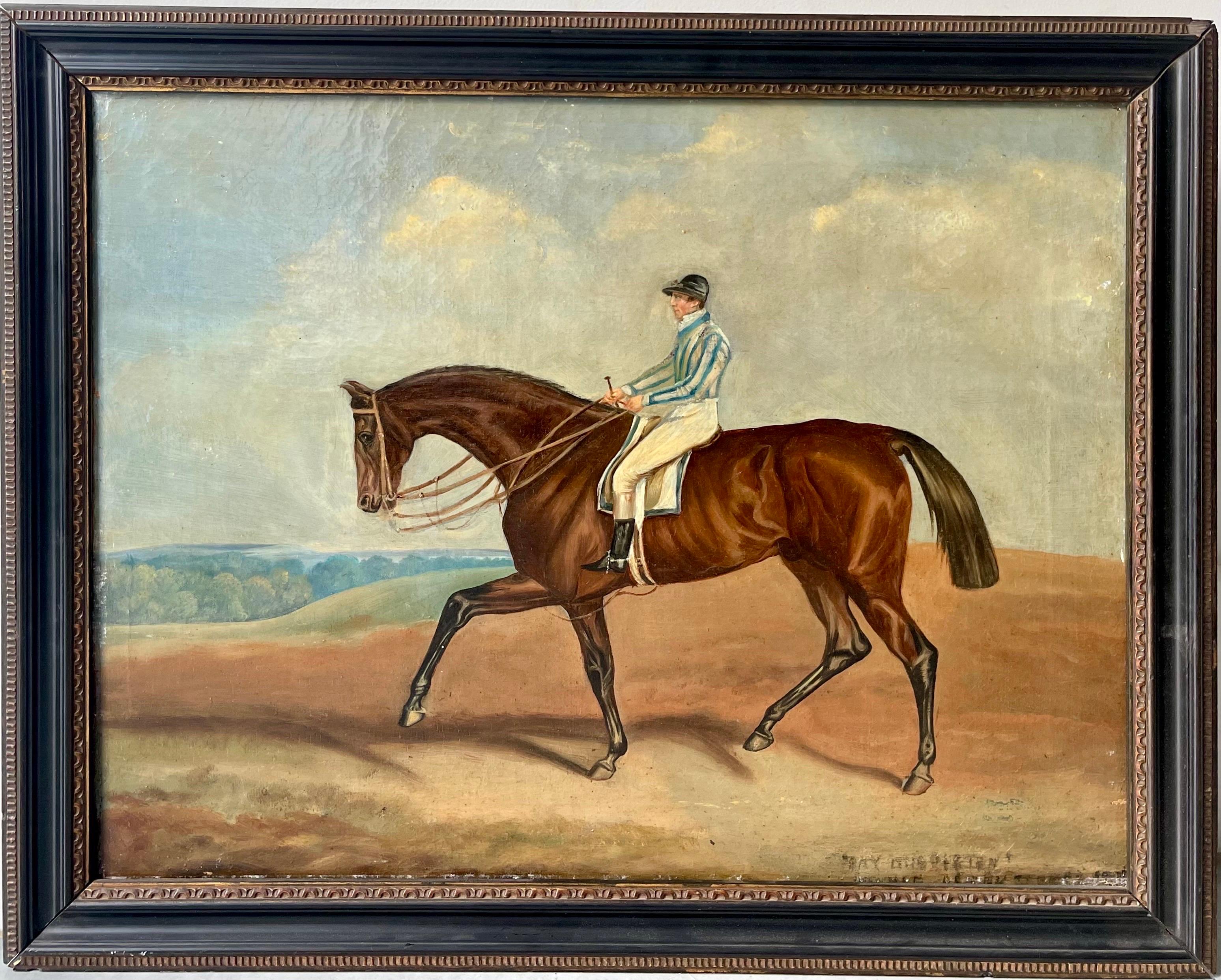 John Frederick Herring Sr. Animal Painting - 19th century oil painting of a horse - Bay Middleton winner of the Epsom Derby