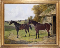 A stallion and a filly, in a landscape Signed and dated J F Herring 1840