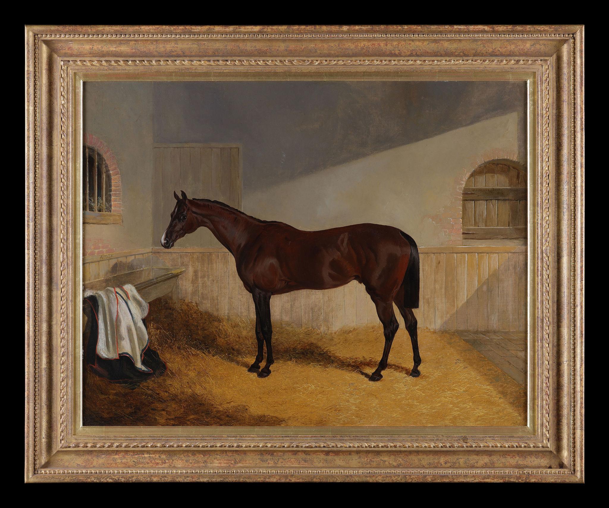 John Frederick Herring Sr. Animal Painting - 'Attilla' A Chestnut Horse in a Stable