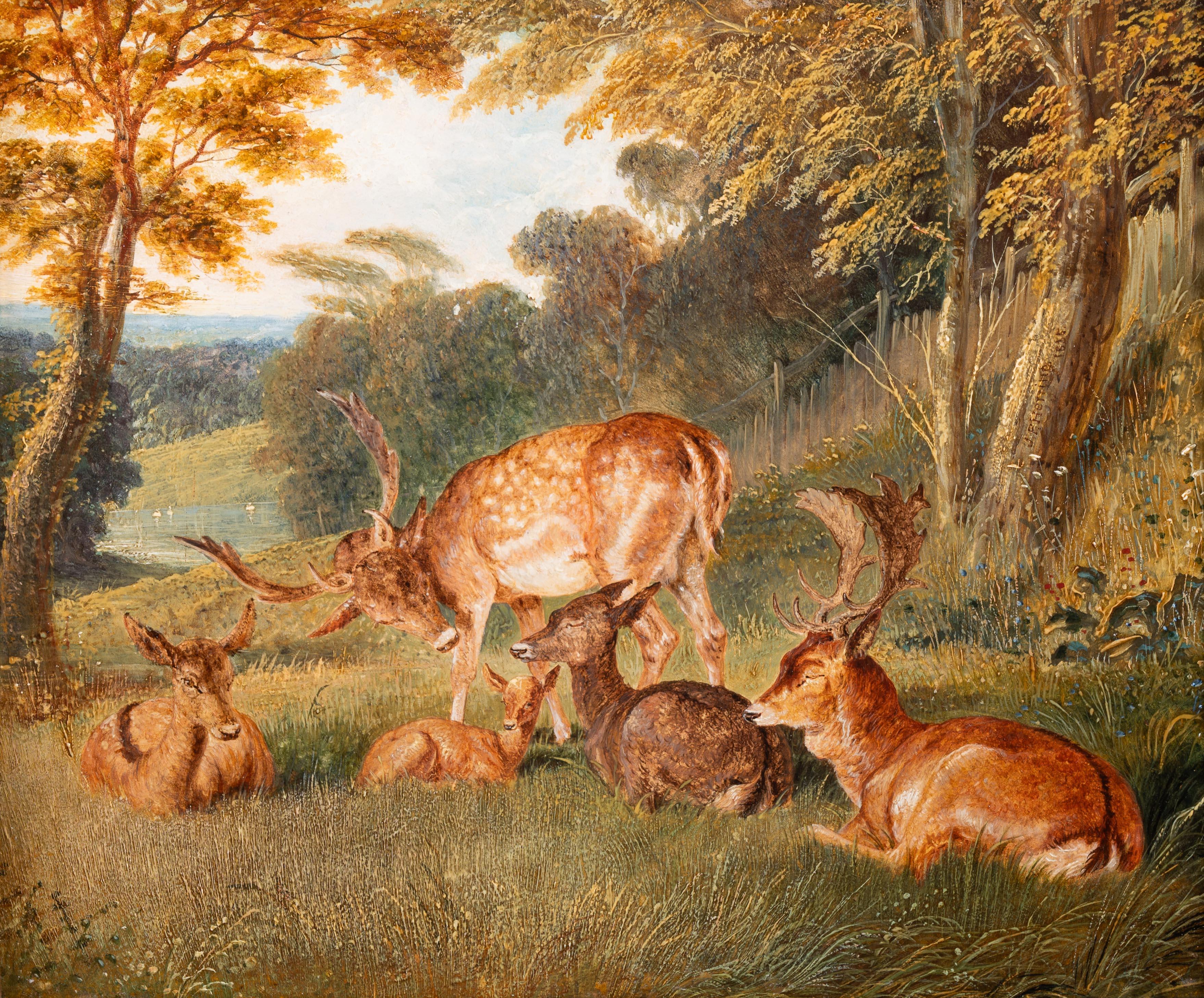 Ciervos en Windsor Park - Painting Victoriano de John Frederick Herring Sr.