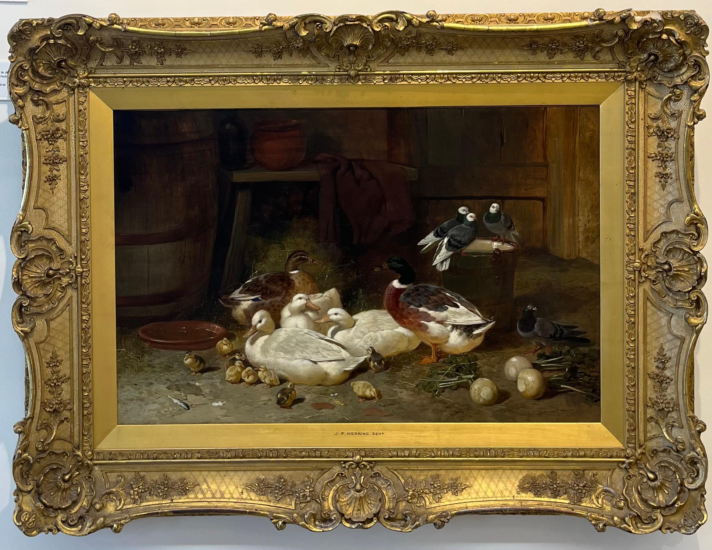John Frederick Herring Sr. Animal Painting - Ducks and Ducklings