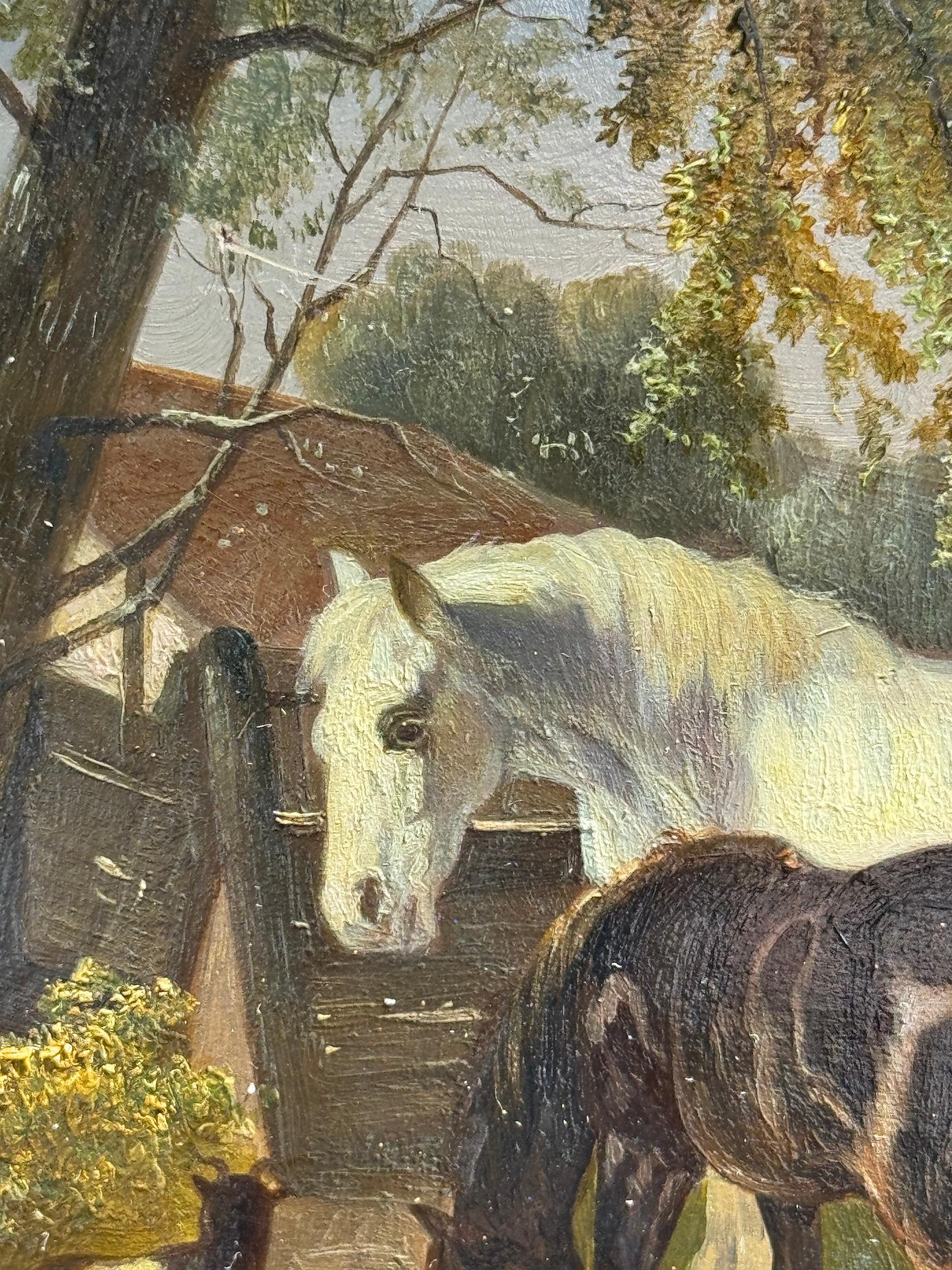 Englisch 19. Jahrhundert Englischer Bauernhof  mit Shire Clydesdale Pferden in einer Landschaft im Angebot 2