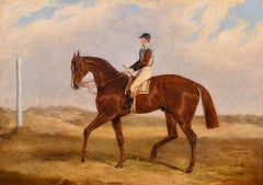 Fine Original 1830's Signed Oil Painting Portrait of Derby Winner Racehorse