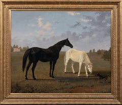 Horses And A terrier In A Landscape, 19th Century  John Frederick I HERRING