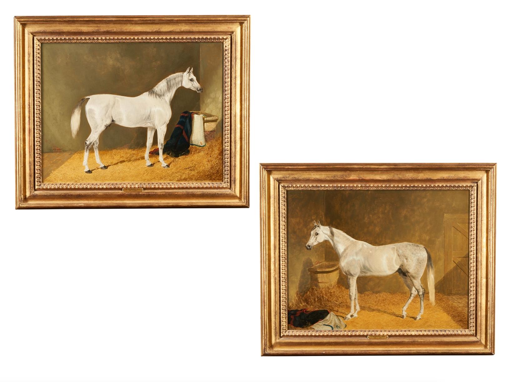 Animal Painting di John Frederick Herring Sr. - "Nautilus" & "The Ameer" - Cavalli arabi