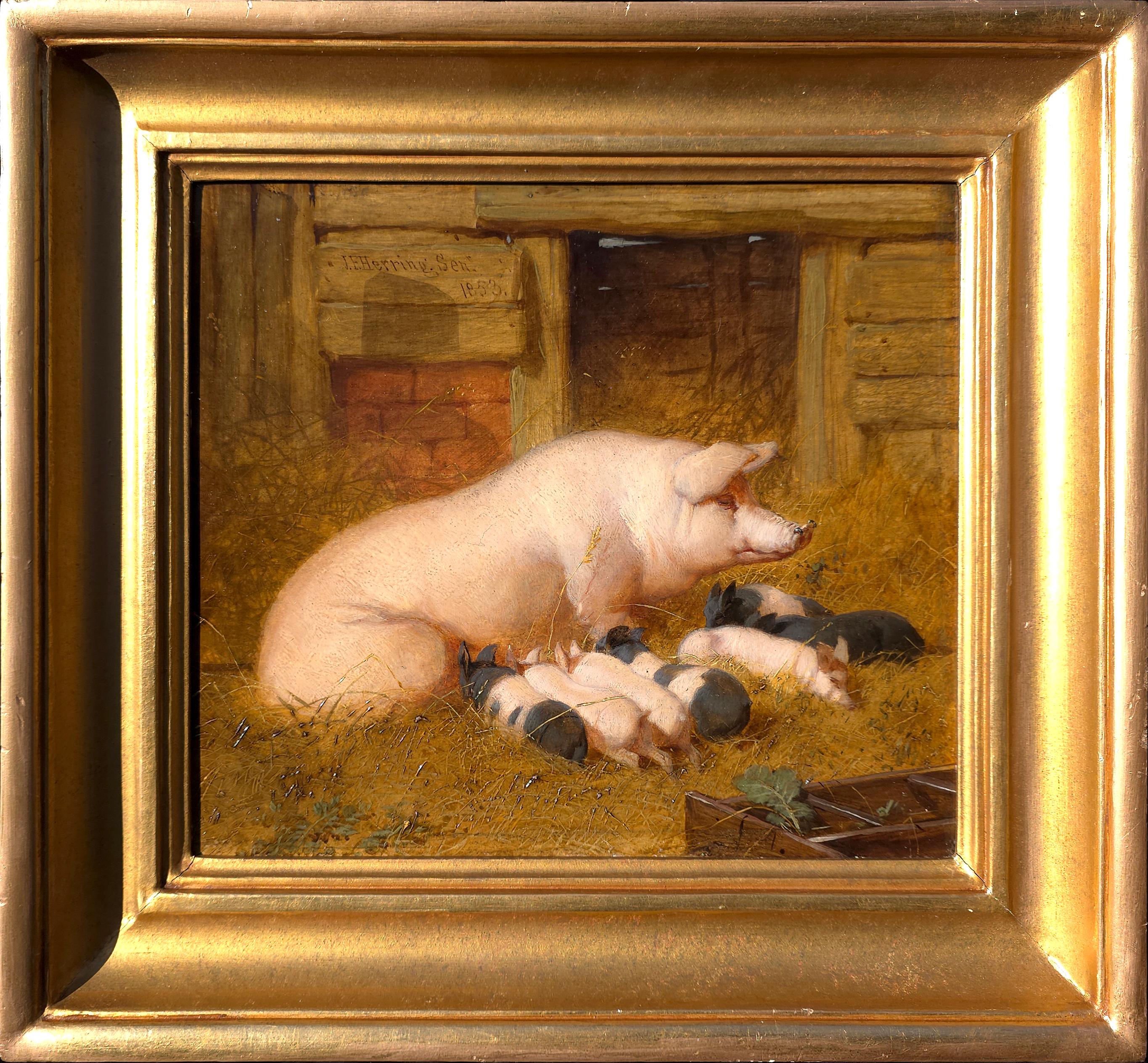 John Frederick Herring Sr. Animal Painting – Ferkel