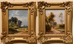 Antique Oil Painting Pair by John Frederick Hulk Junior "Dutch Landscapes"