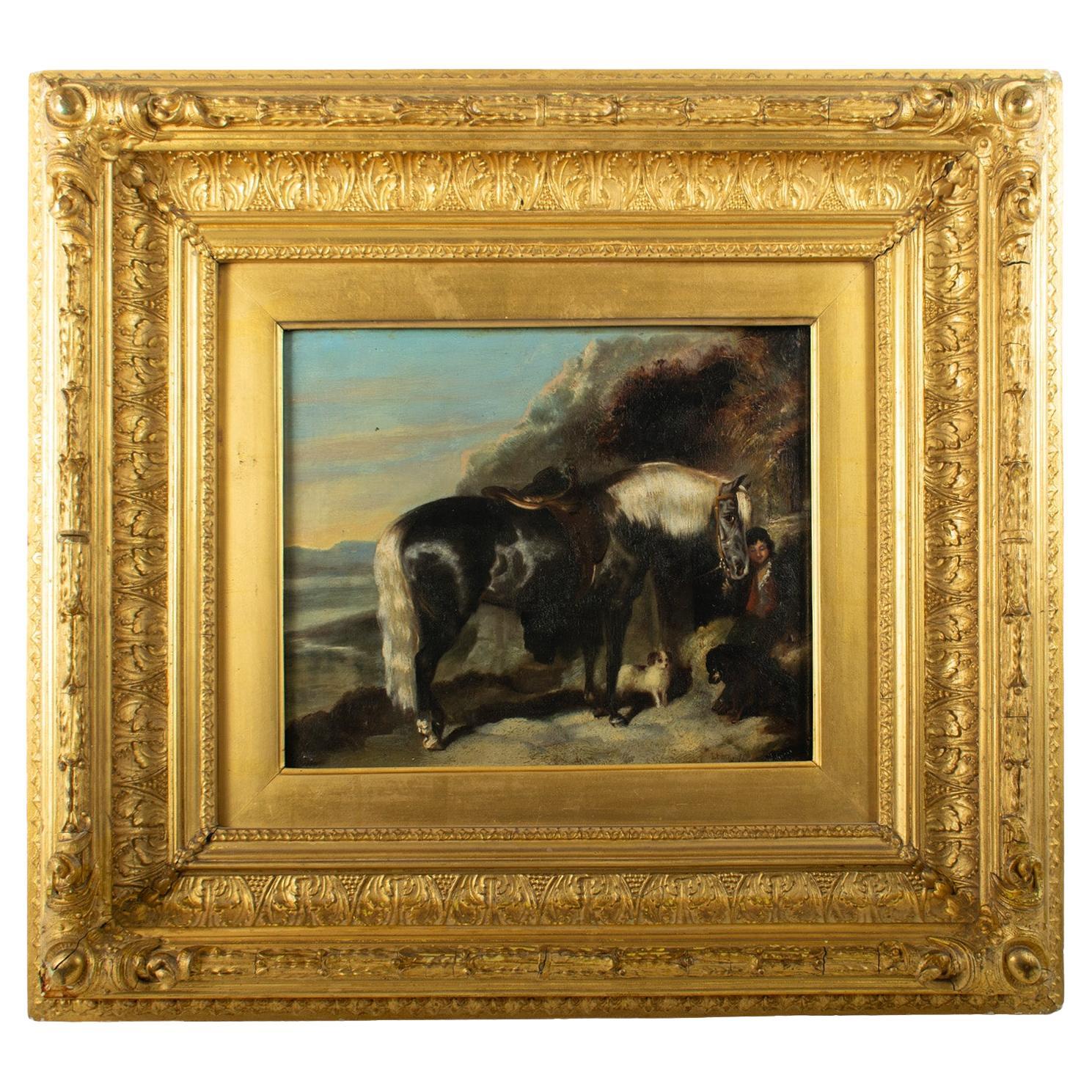 John Frederick II HERRING (1815-1907) - Giovane con un pony e i suoi cani