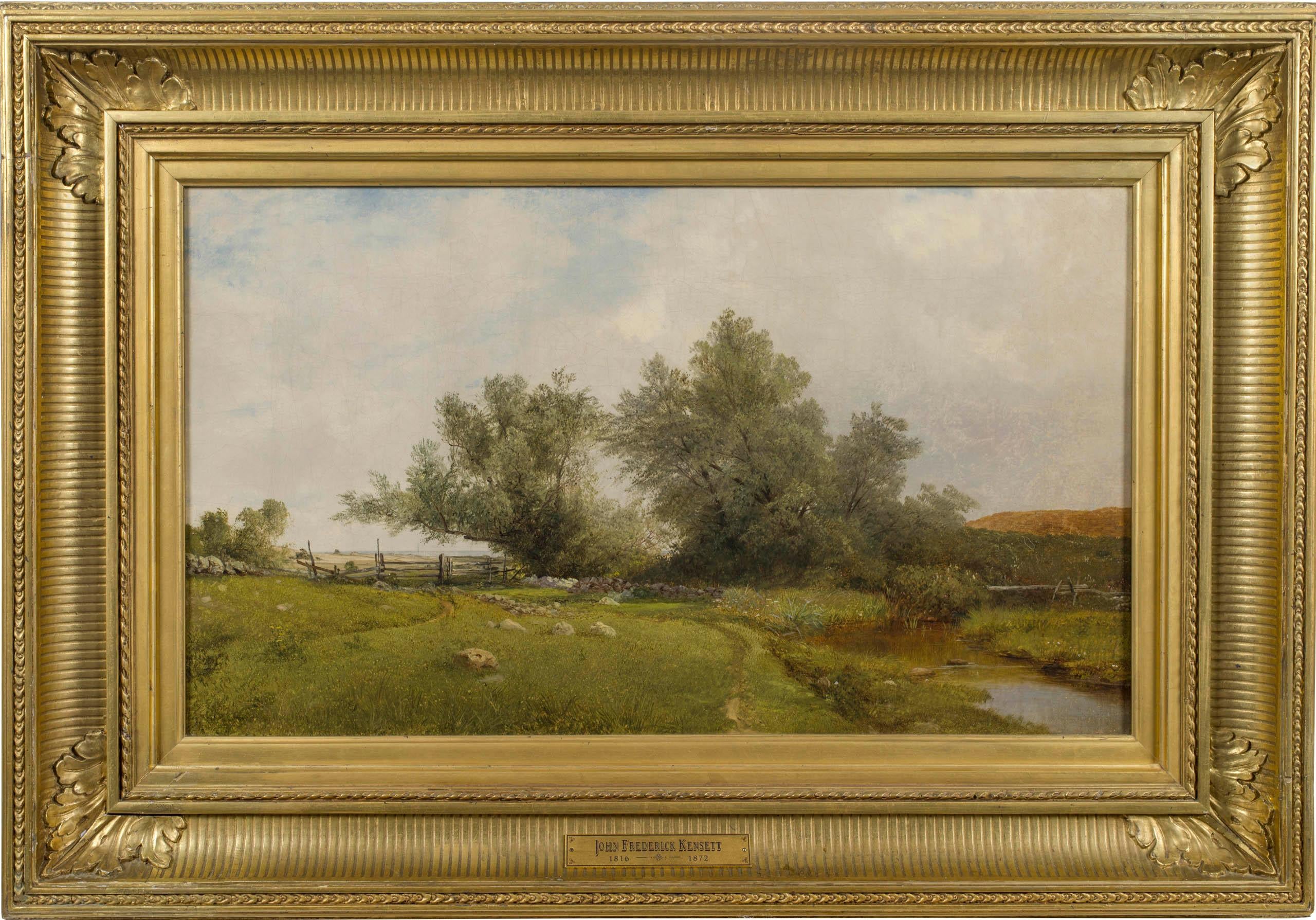 Rhode Island Meadow, Landscape by John Frederick Kensett (1816-1872, American) For Sale 1