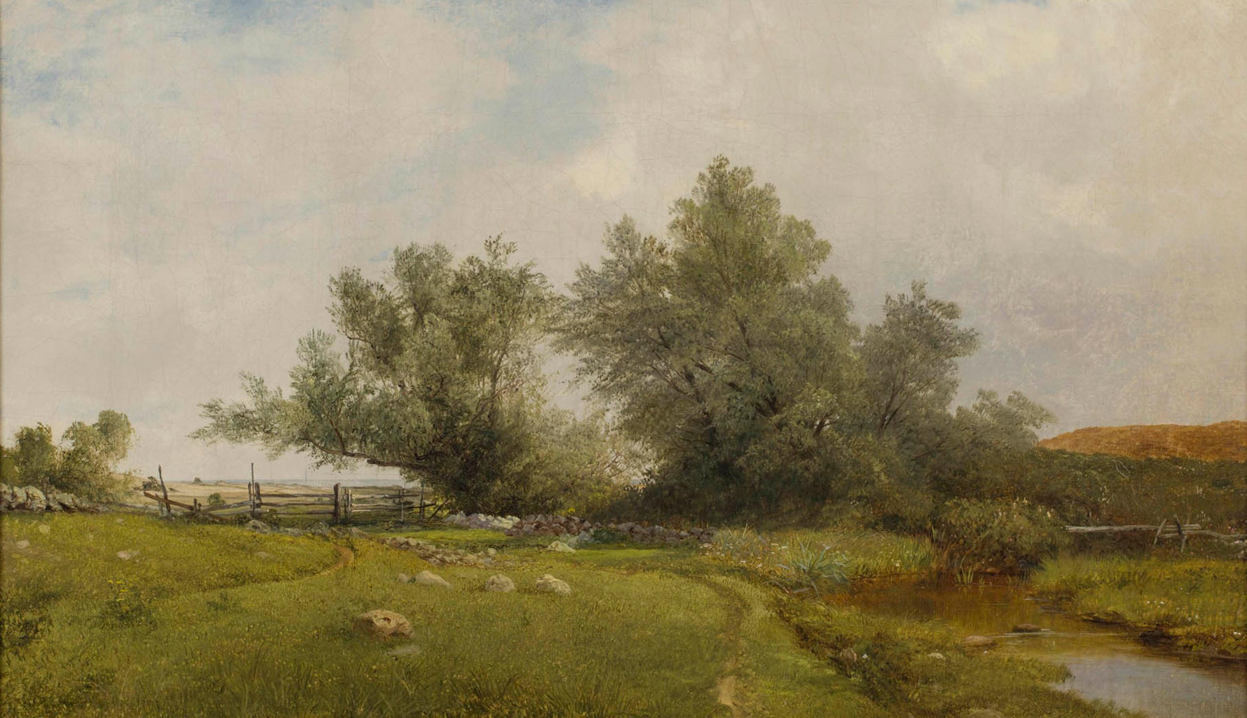 Rhode Island Meadow, Landscape by John Frederick Kensett (1816-1872, American)

John Frederick Kensett (1816-1872)
Rhode Island Meadow
Oil on canvas
14 x 24 inches

