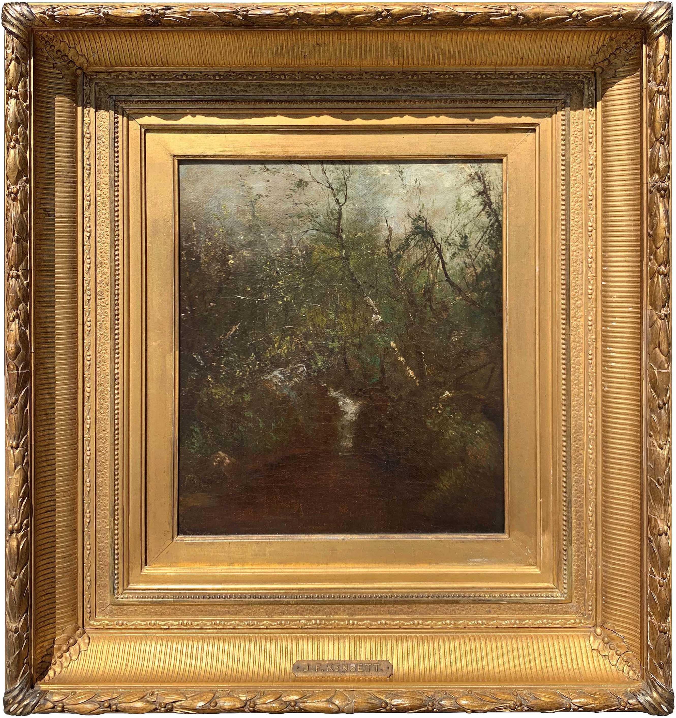 JOHN FREDERICK KENSETT (1816-1872)
Cascade en forêt
Huile sur toile
14 x 12 pouces
Signé en bas à droite


