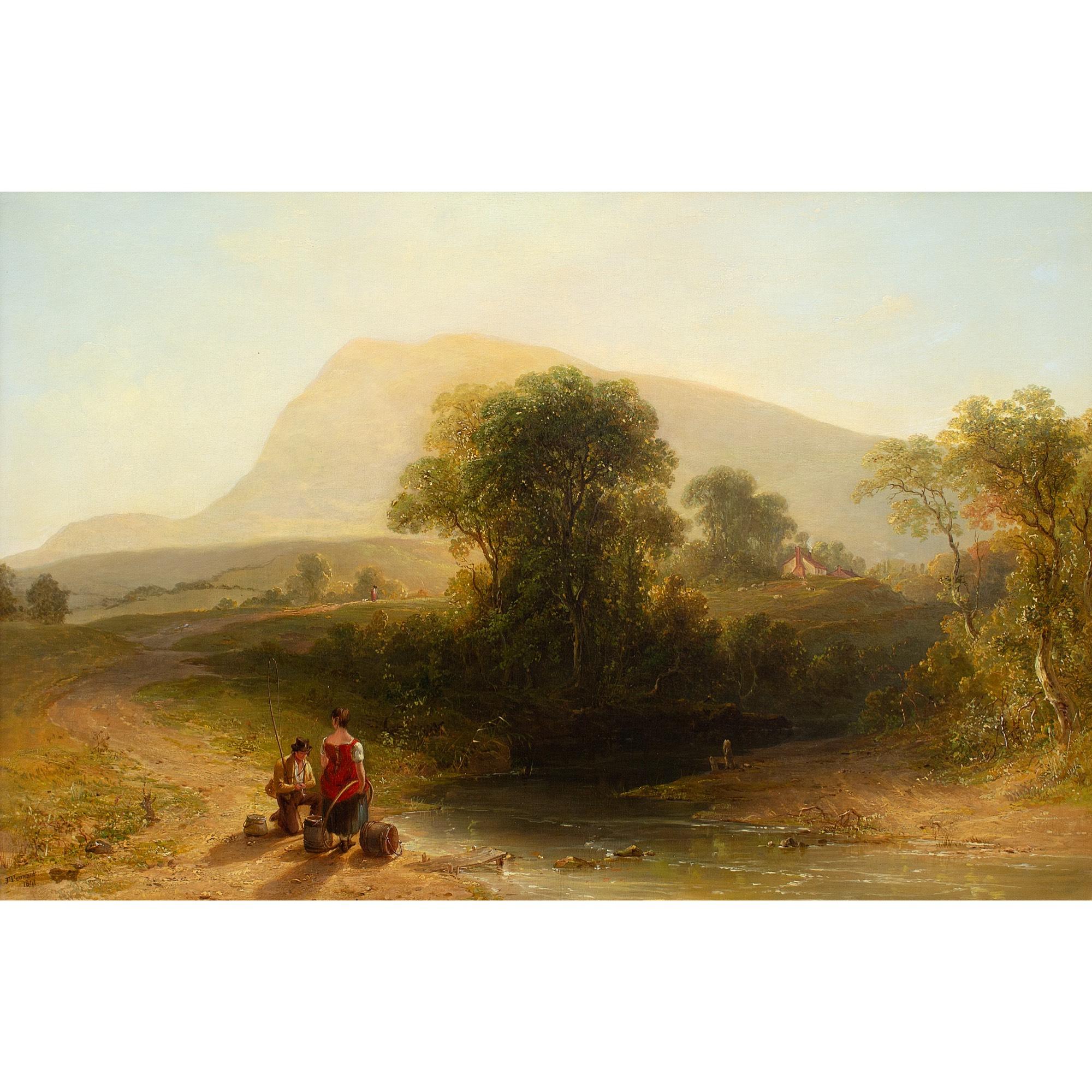 John Frederick Tennant, Escena fluvial cerca de Scarborough, Pintura al óleo - Painting de  John Frederick Tennant RBA