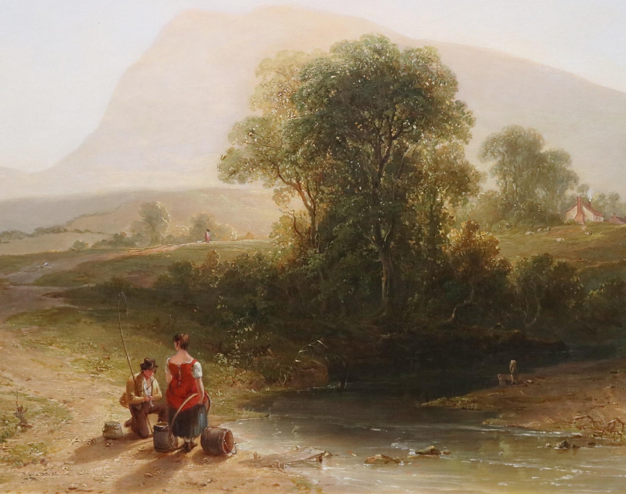 River Scene near Scarborough - 19th Century Exhibition Landscape Oil Painting  - Brown Landscape Painting by  John Frederick Tennant RBA