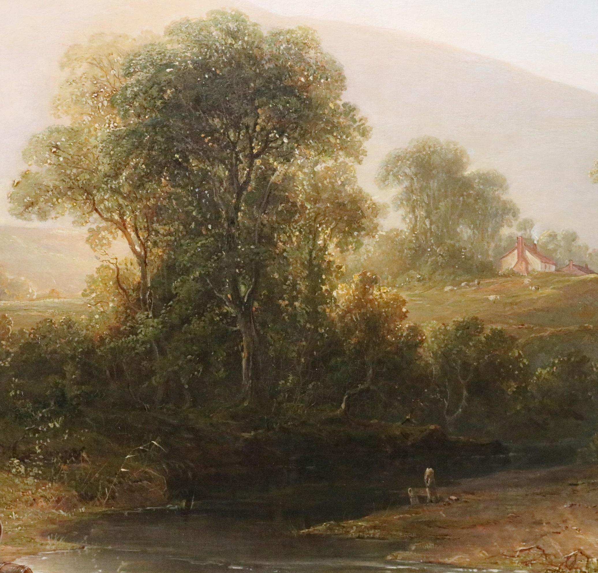 River Scene near Scarborough - 19th Century Exhibition Landscape Oil Painting  1