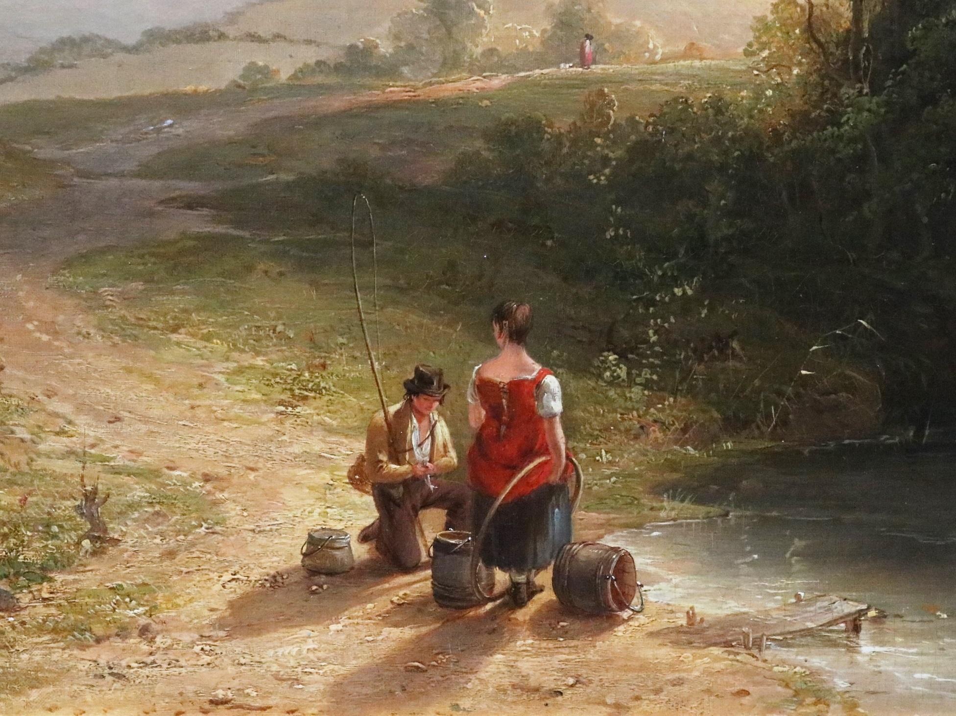 River Scene near Scarborough - 19th Century Exhibition Landscape Oil Painting  2