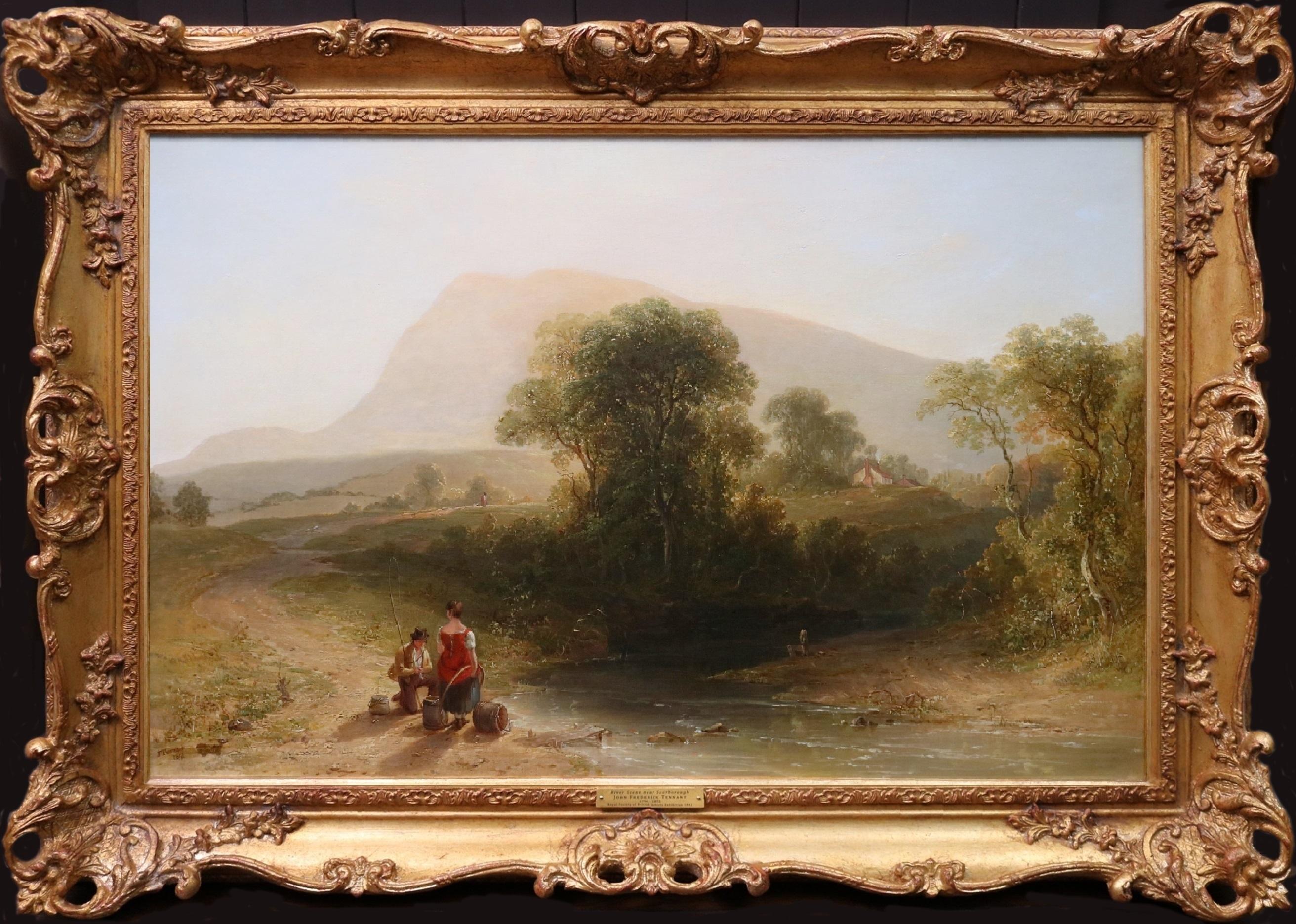  John Frederick Tennant RBA Landscape Painting - River Scene near Scarborough - 19th Century Exhibition Landscape Oil Painting 