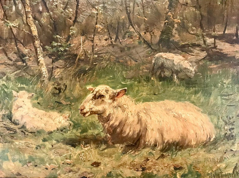 John Frederik Hulk II - Grazing Sheep - Realist Painting by John Frederik Hulk II