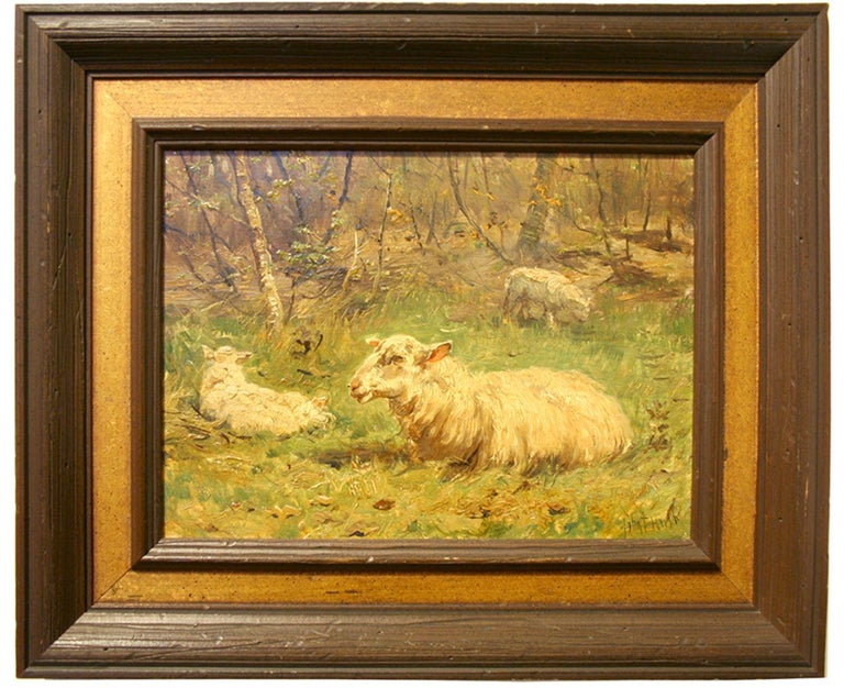 John Frederik Hulk II - Grazing Sheep - Painting by John Frederik Hulk II