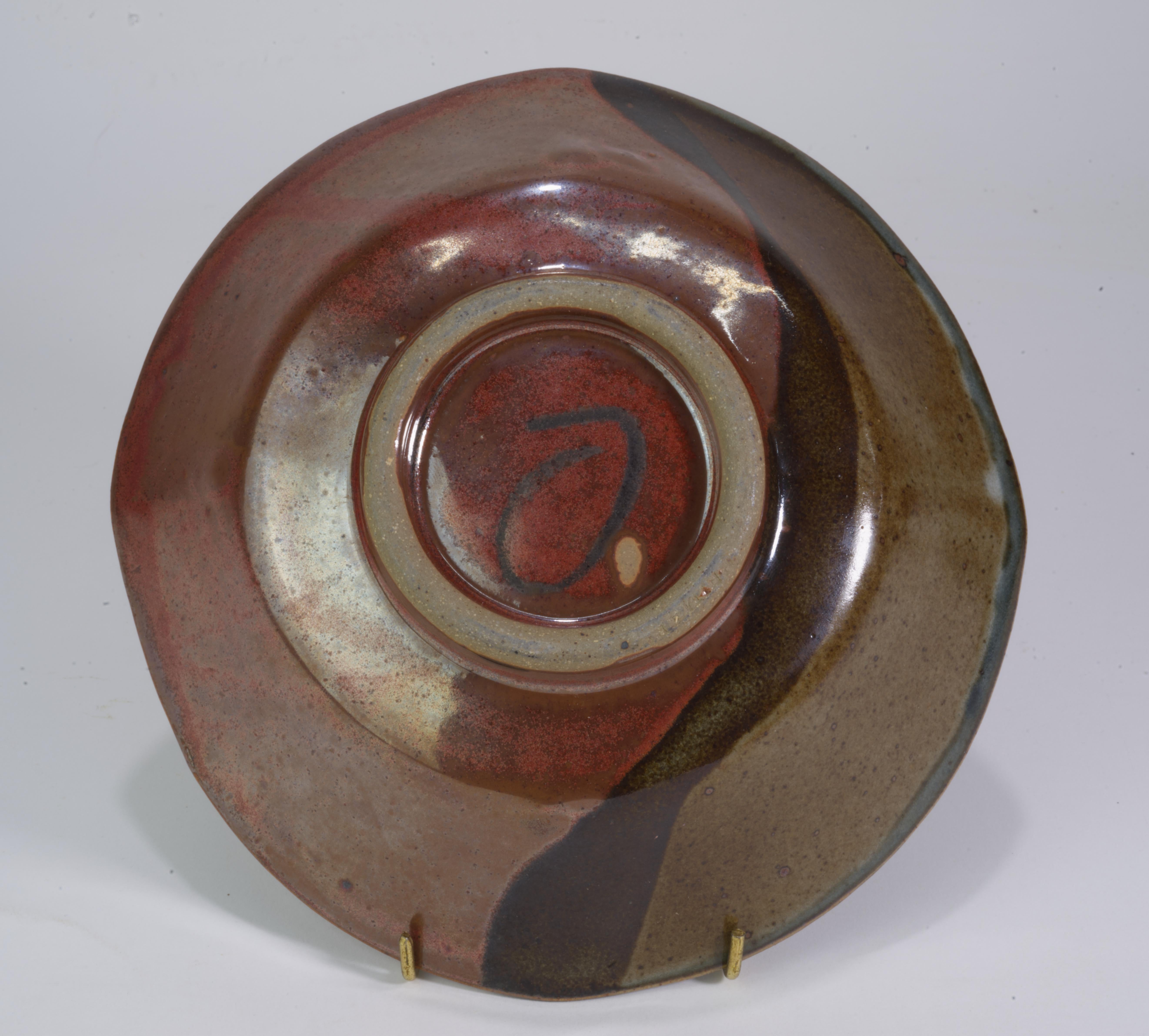 20th Century John Freimarck Calligraphy Inspired Bowl Organic Art Pottery 1970s For Sale