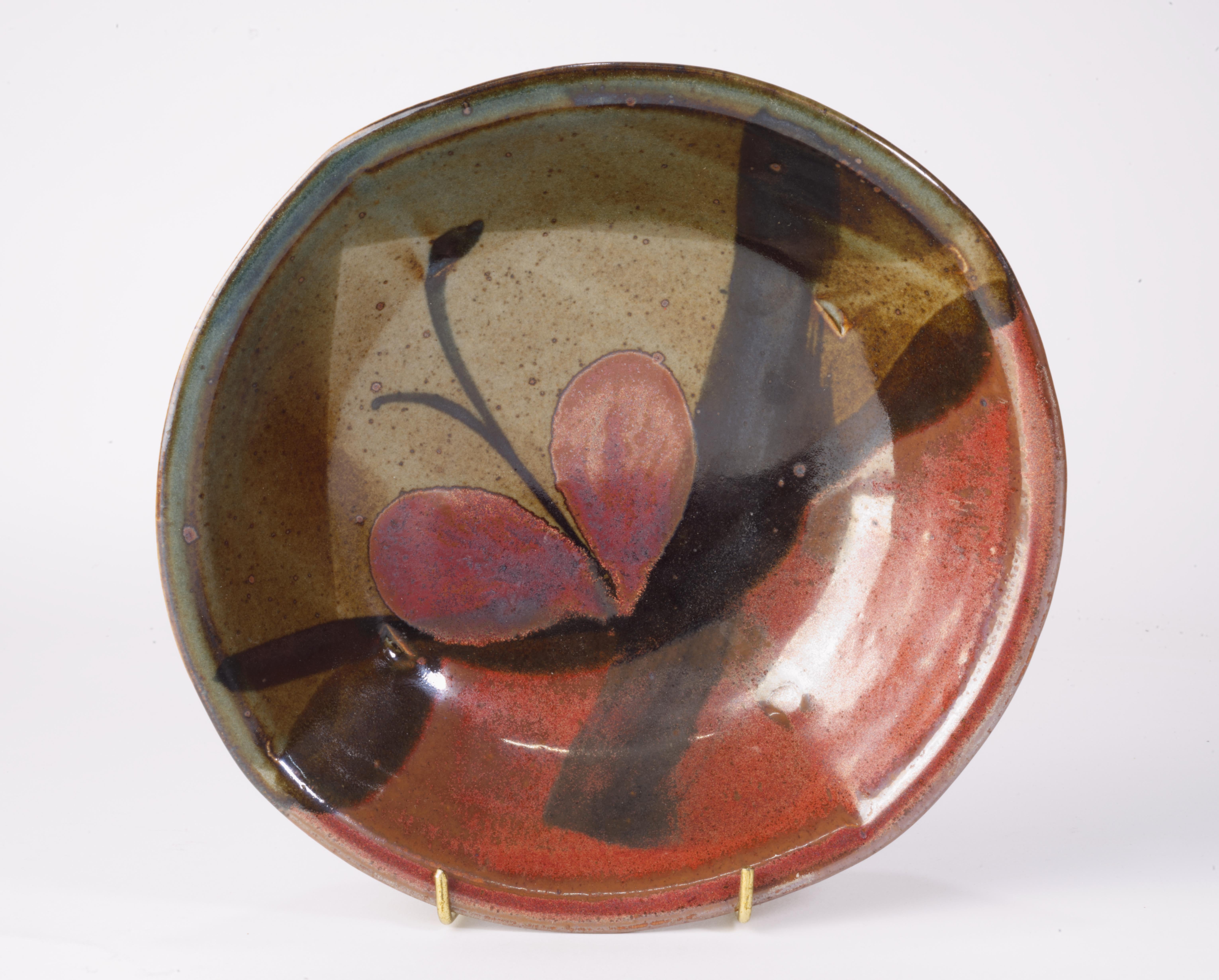 Ceramic John Freimarck Calligraphy Inspired Bowl Organic Art Pottery 1970s For Sale