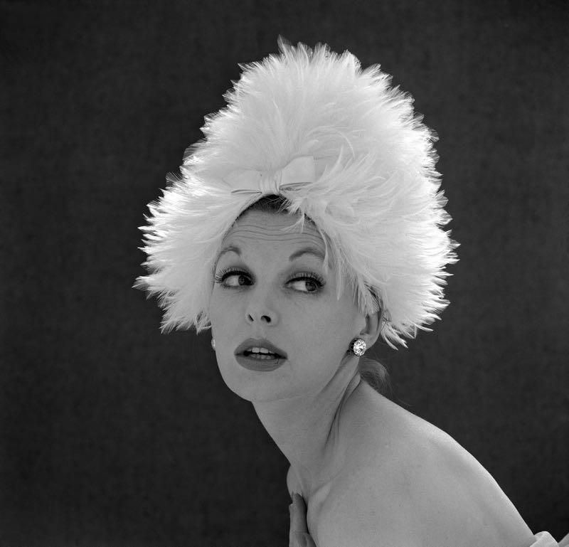 John French Black and White Photograph - ' White Feathered Hat ' Oversize Limited Edition - Victoria and Albert Museum