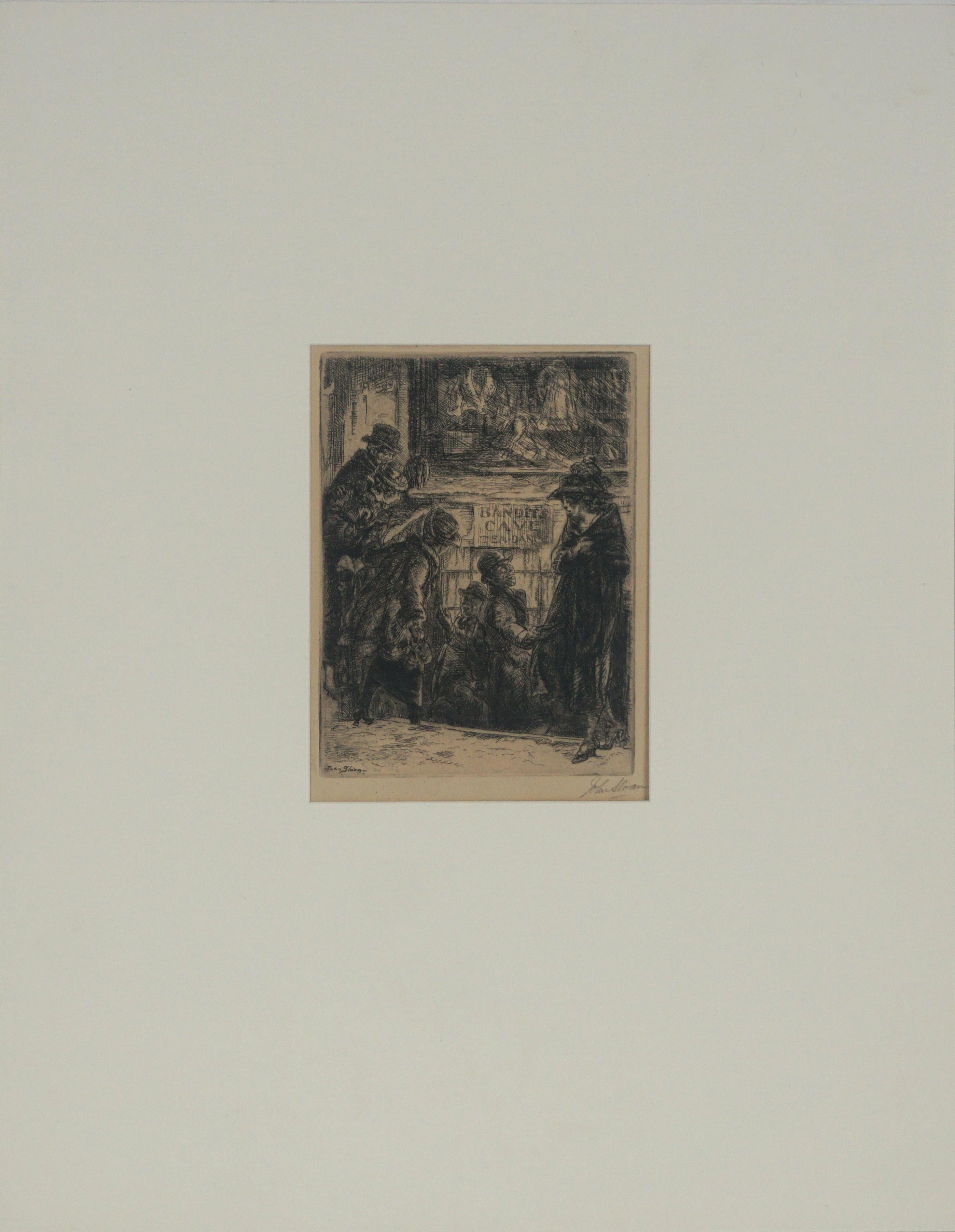 Realismo social de principios del siglo XX Grabado de John Sloan -- Cueva de los bandidos - Print de John French Sloan