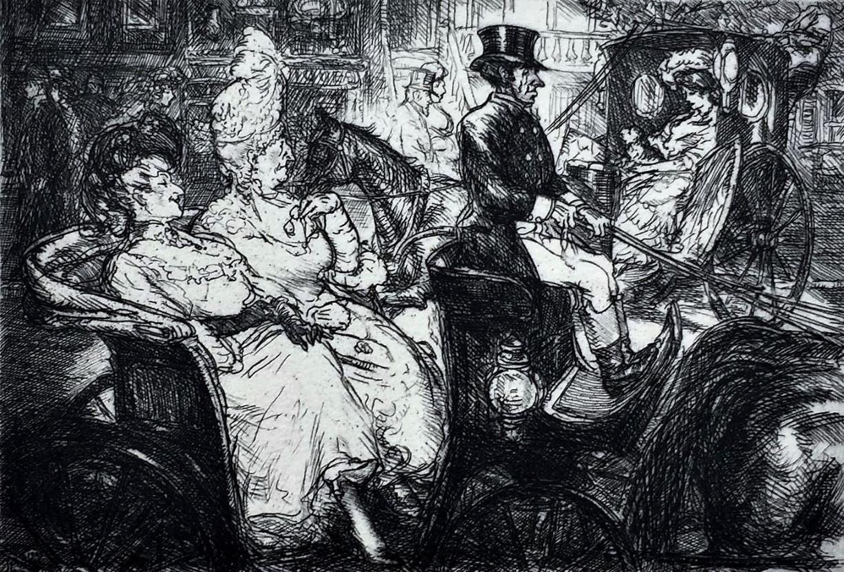 Críticos de la Quinta Avenida. - Landscape Print Negro de John French Sloan