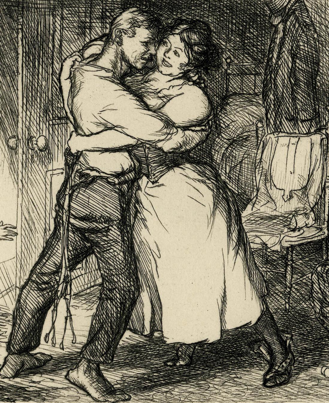 L'homme, la femme et le Child & Child - Ashcan School Print par John French Sloan